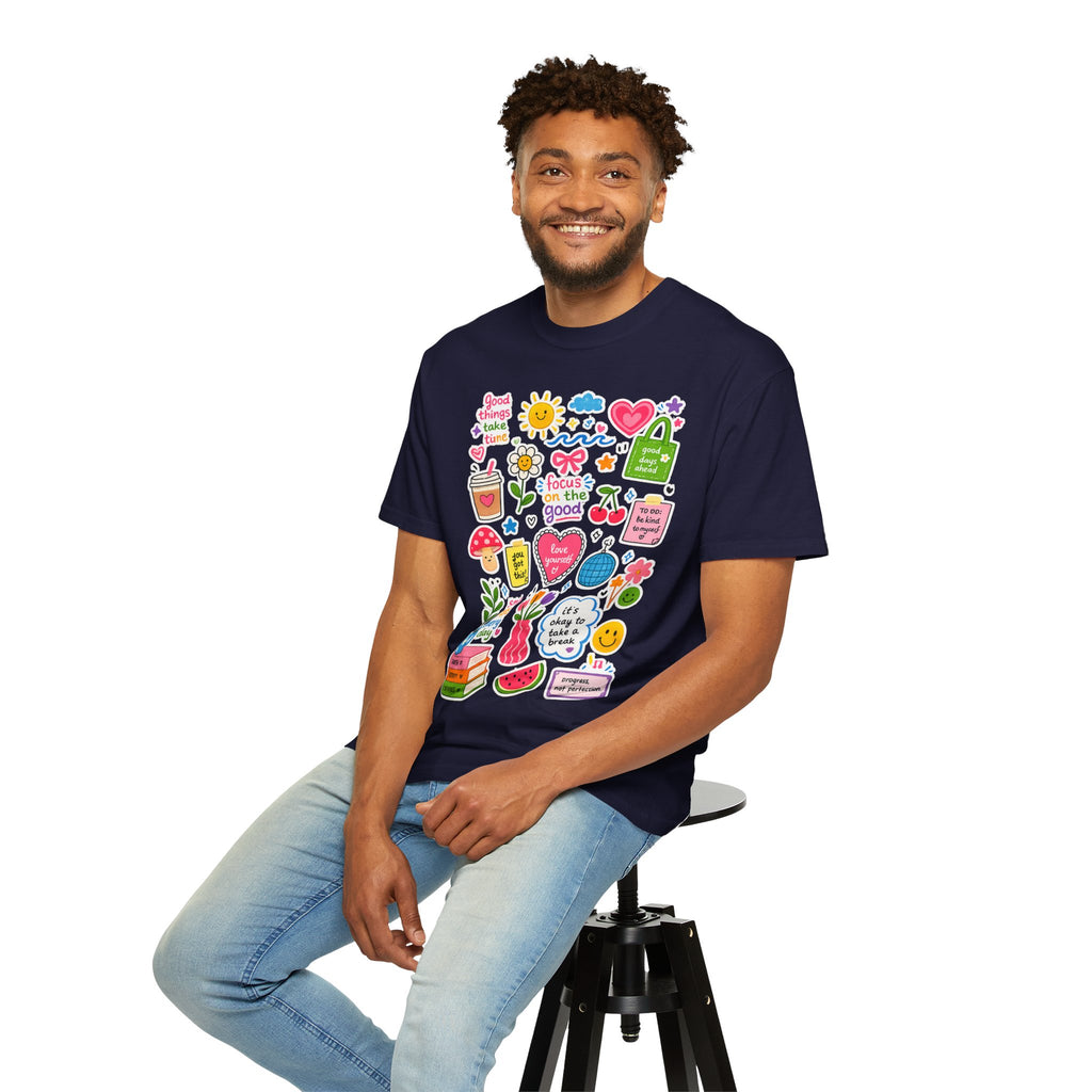 Positive Doodles Graphic T-Shirt — "Focus on the Good" Inspirational Tee