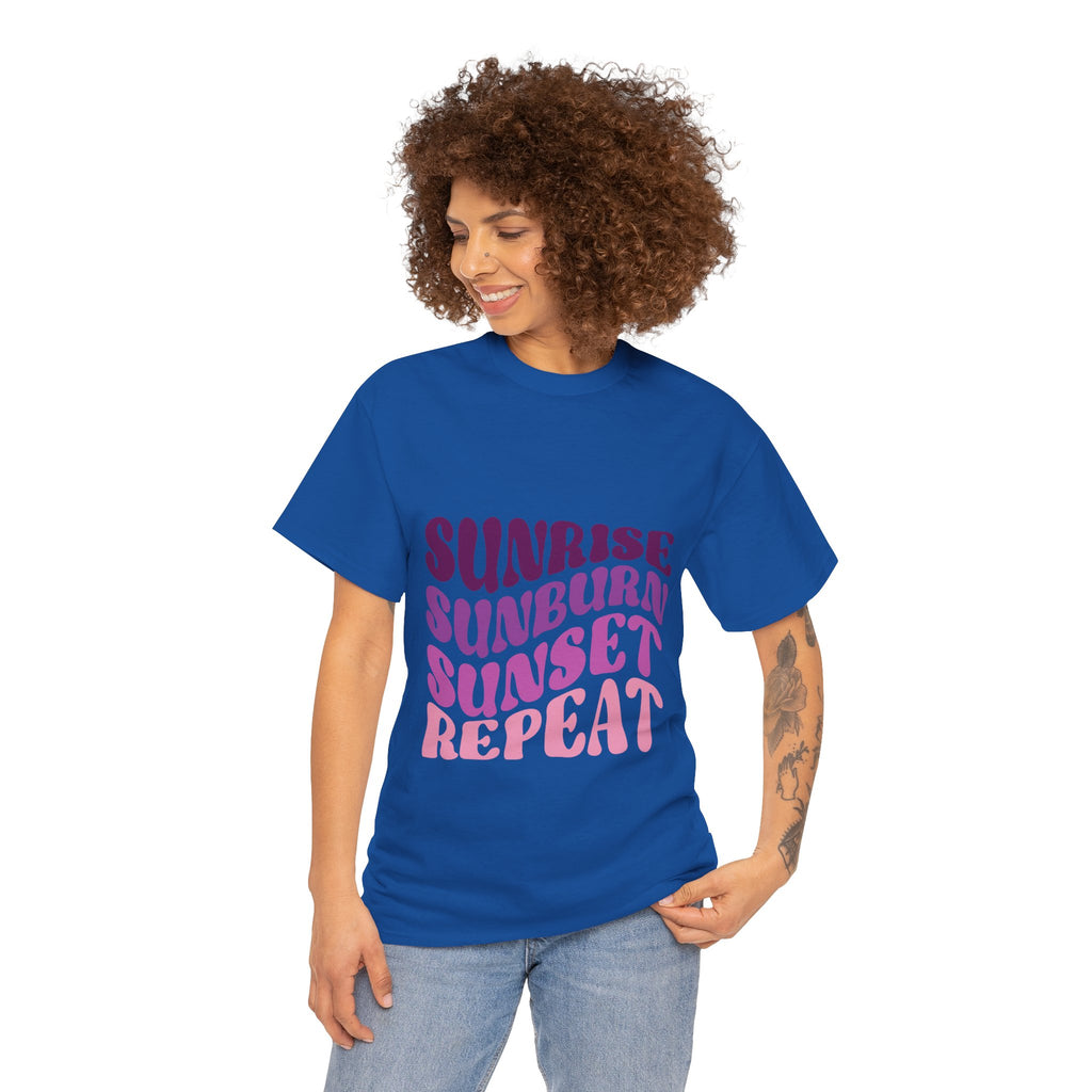 Sunrise Sunburn Sunset Repeat Retro Beach Tee
