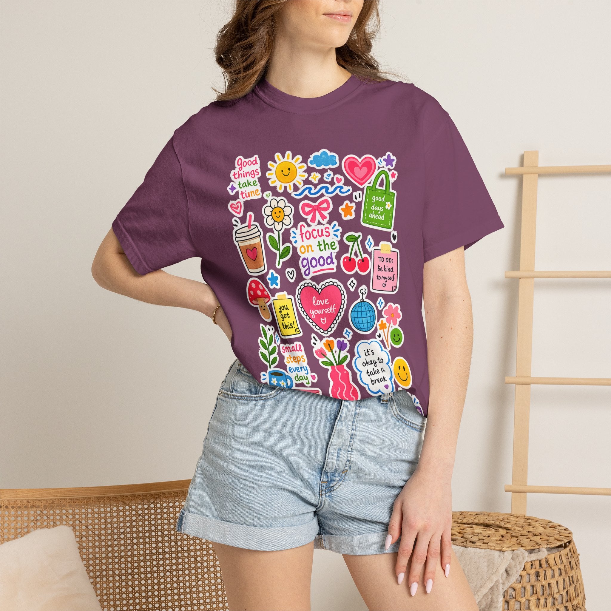 Positive Doodles Graphic T-Shirt — "Focus on the Good" Inspirational Tee