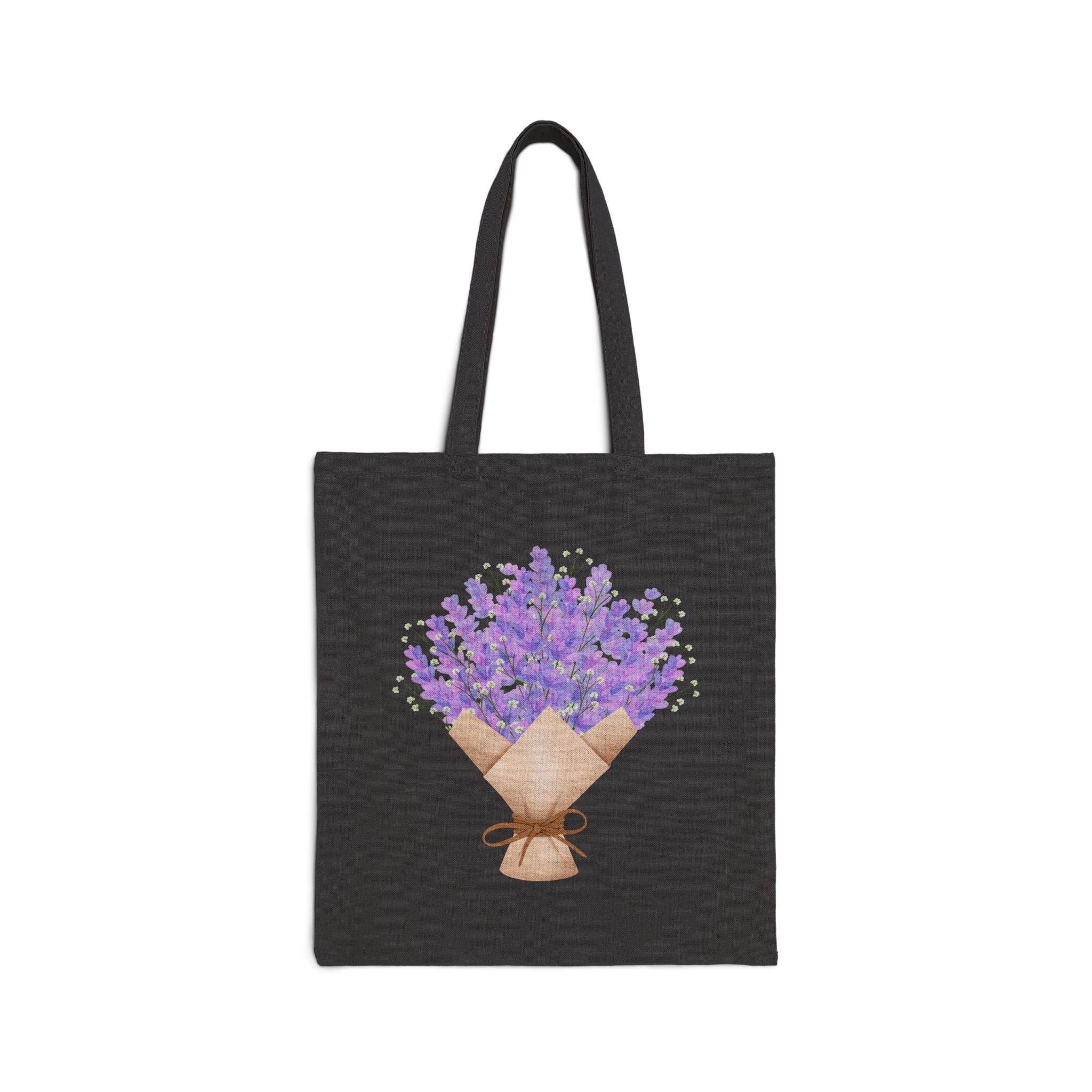 Lavender Flowers Bouquet Canvas Tote — Floral 100% Cotton Tote Bag