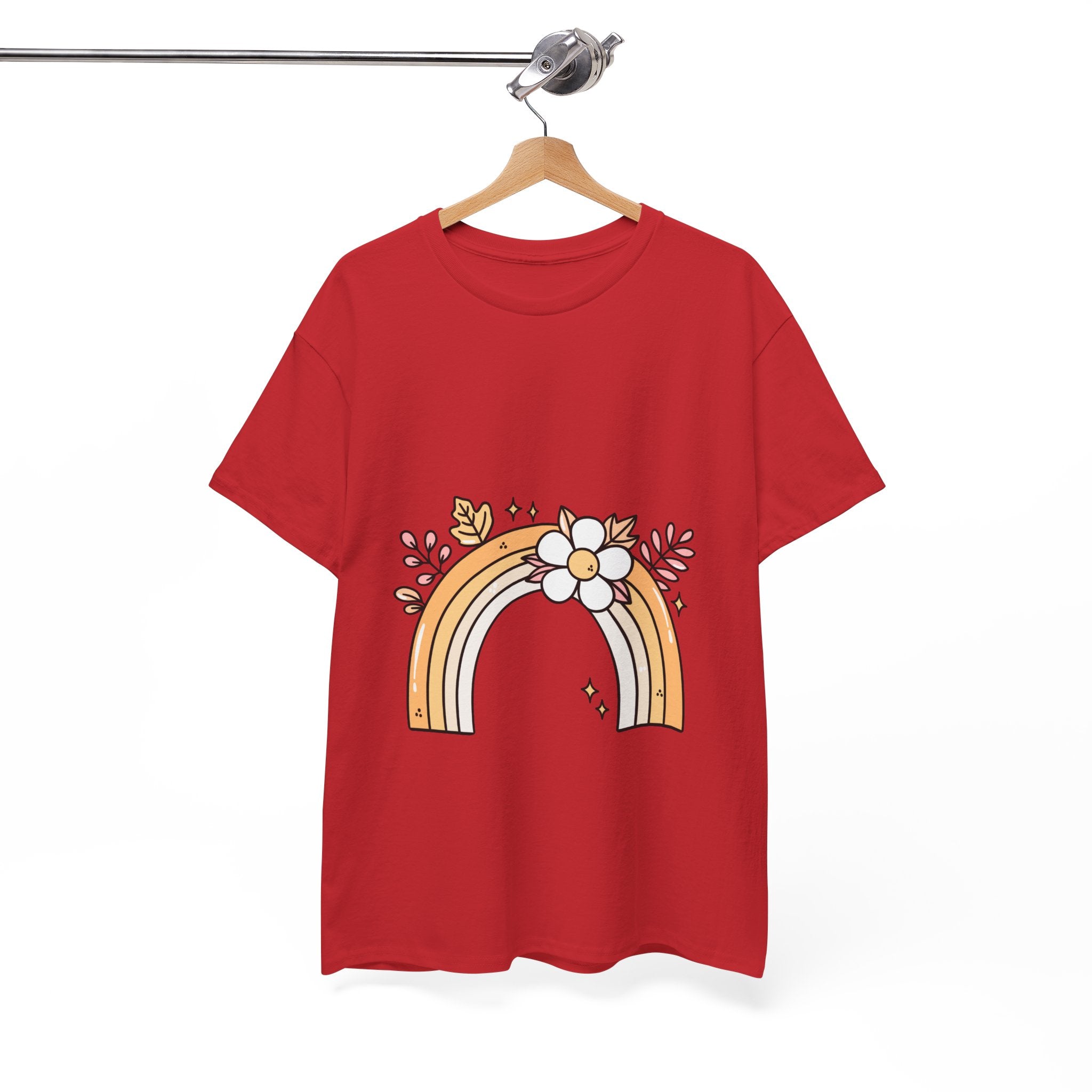 Cute Floral Rainbow Tee — Boho Daisy Rainbow Graphic T-Shirt