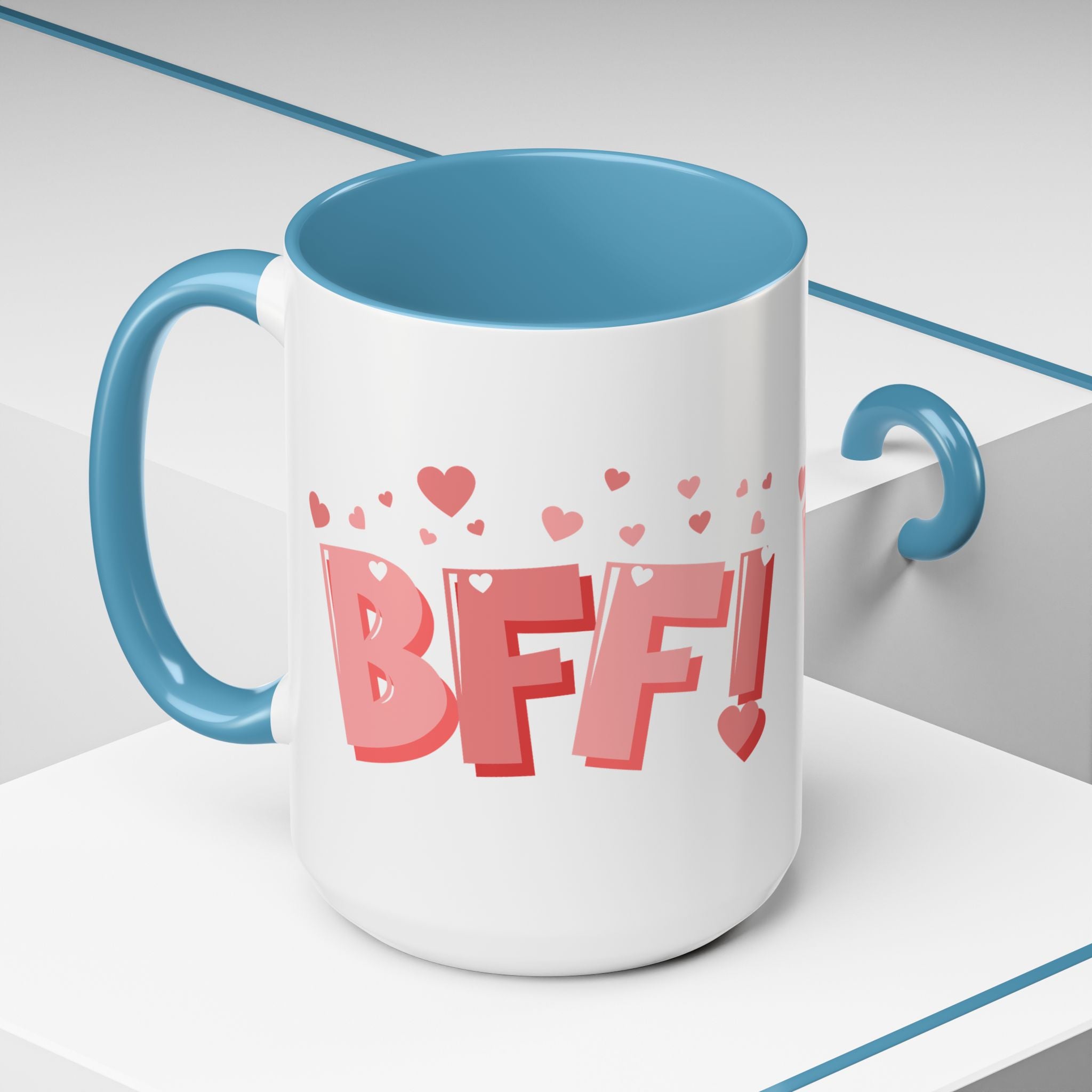 BFF! Pink Accent Coffee Mug — Best Friend Valentine Gift (11/15oz)