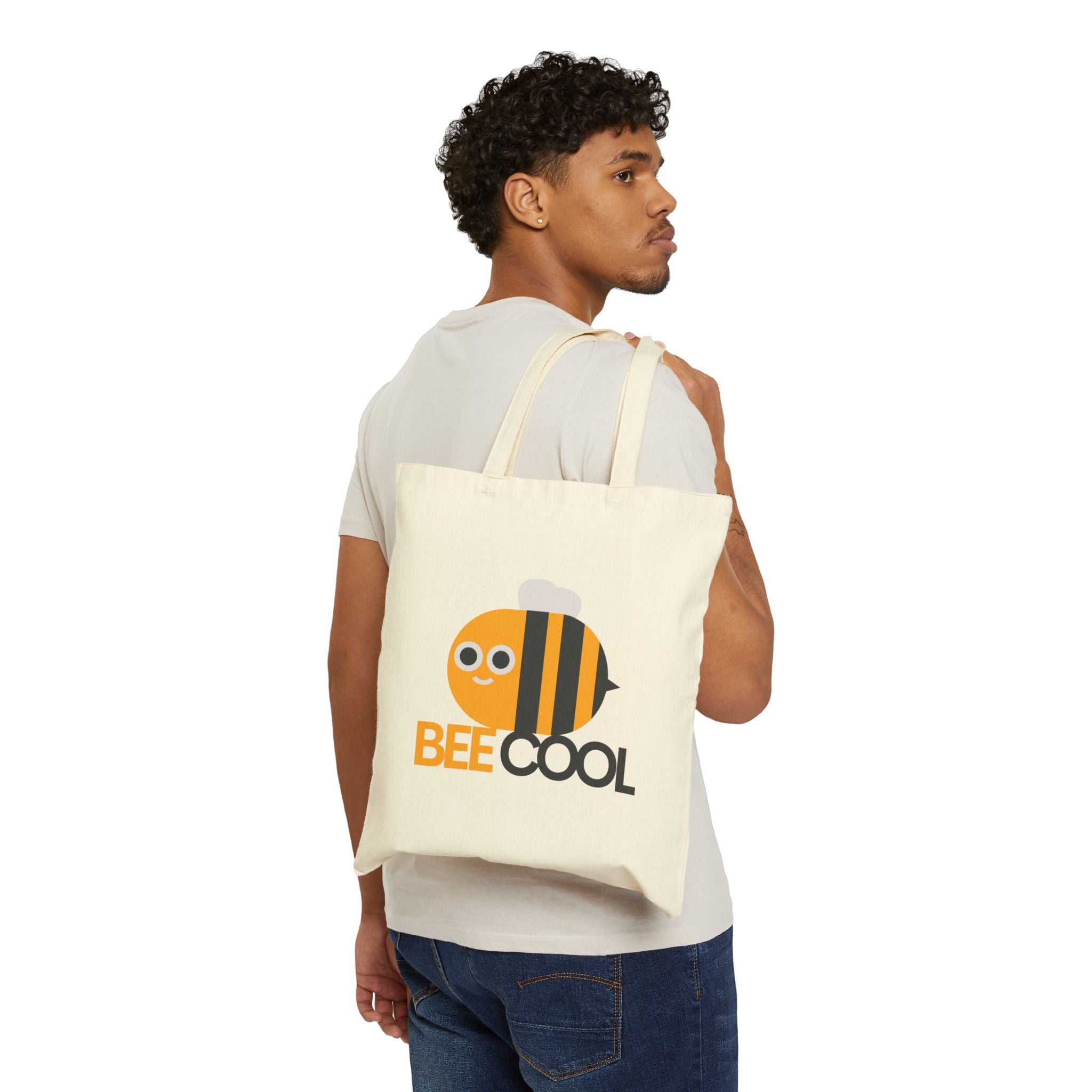 Bee Cool Canvas Tote — Cute Bee Graphic Eco-Friendly Grocery Bag