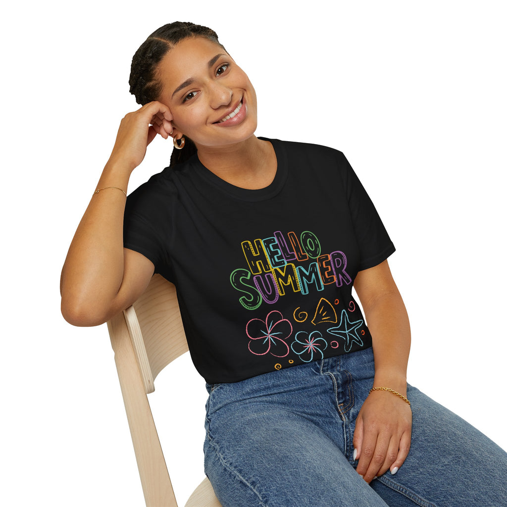 Hello Summer T-Shirt — Pastel Beach Vibes Graphic Tee