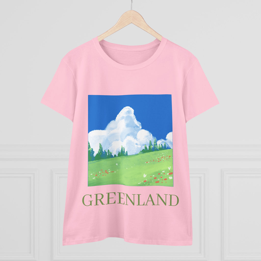 Greenland Scenic Tee — Pastel Meadow Graphic T‑Shirt