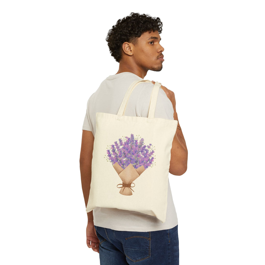Lavender Flowers Bouquet Canvas Tote — Floral 100% Cotton Tote Bag