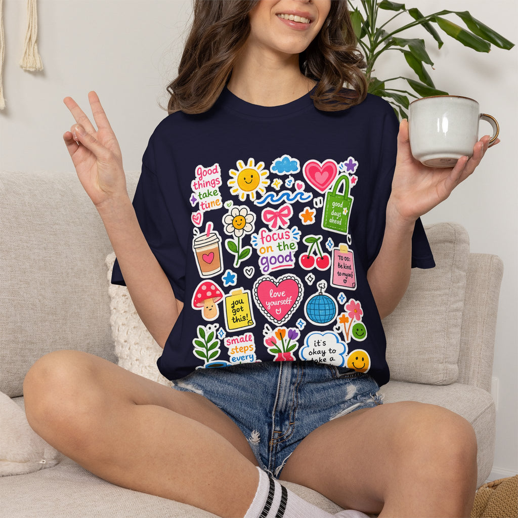 Positive Doodles Graphic T-Shirt — "Focus on the Good" Inspirational Tee