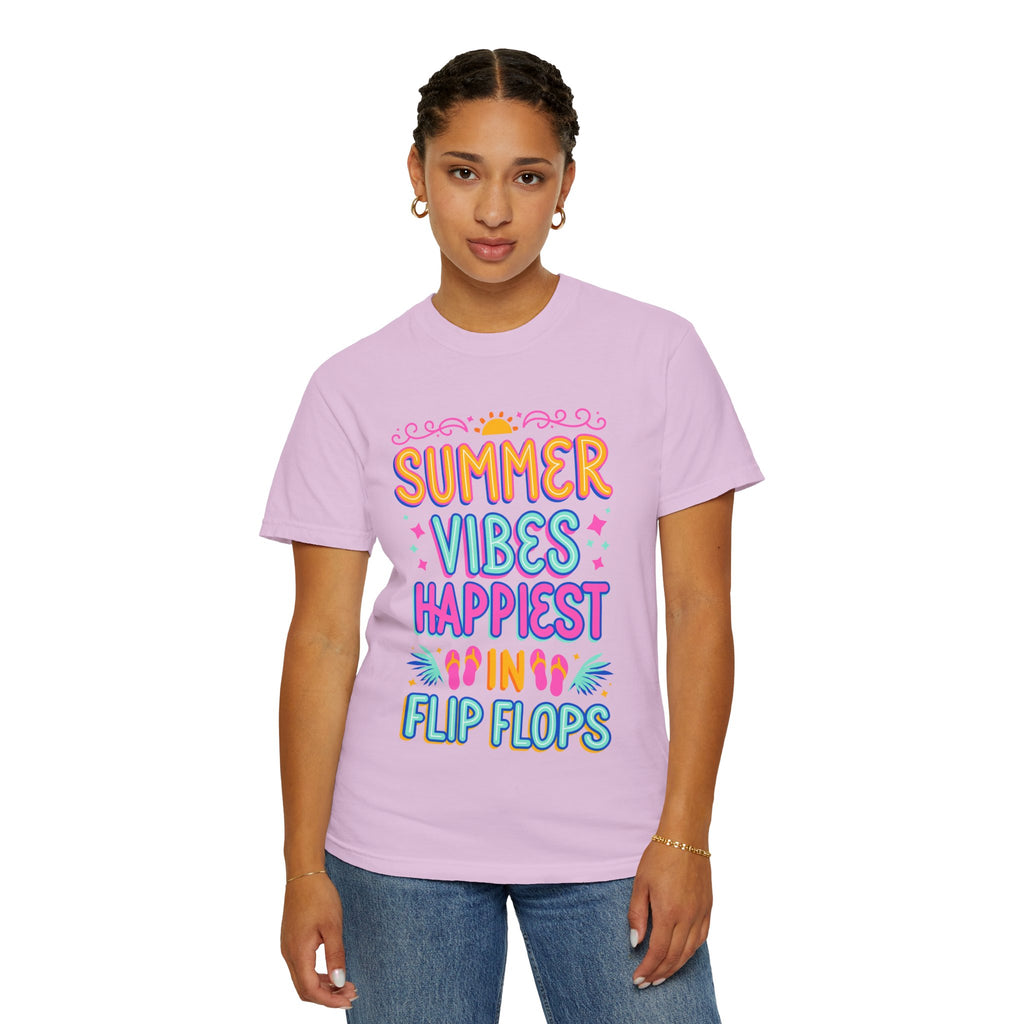 Summer Vibes Happiest in Flip Flops Text Printed Unisex T-Shirt