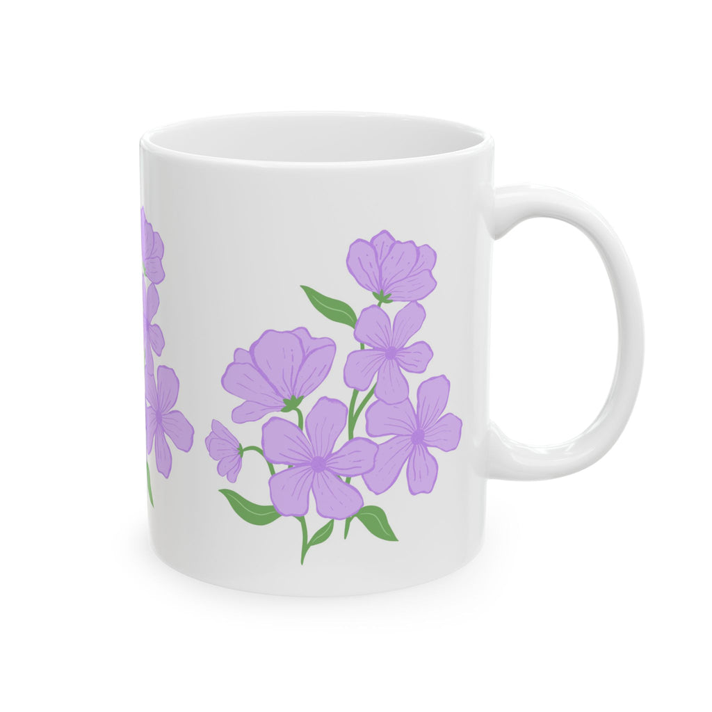 Floral Phlox Ceramic Mug — Purple Flower Coffee Cup (11oz & 15oz)