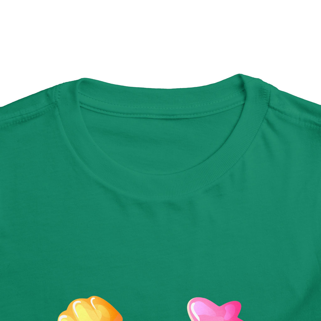 Toddler Candy Shapes Tee — Colorful Candy Heart Star Graphic Shirt for Kids