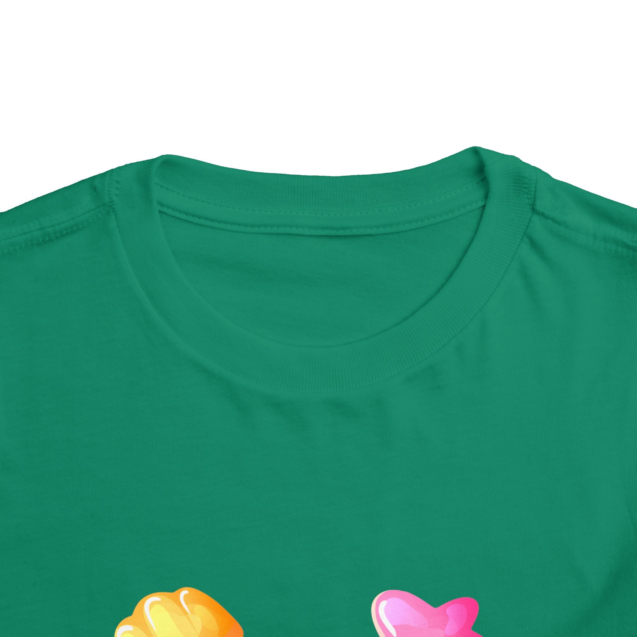 Toddler Candy Shapes Tee — Colorful Candy Heart Star Graphic Shirt for Kids