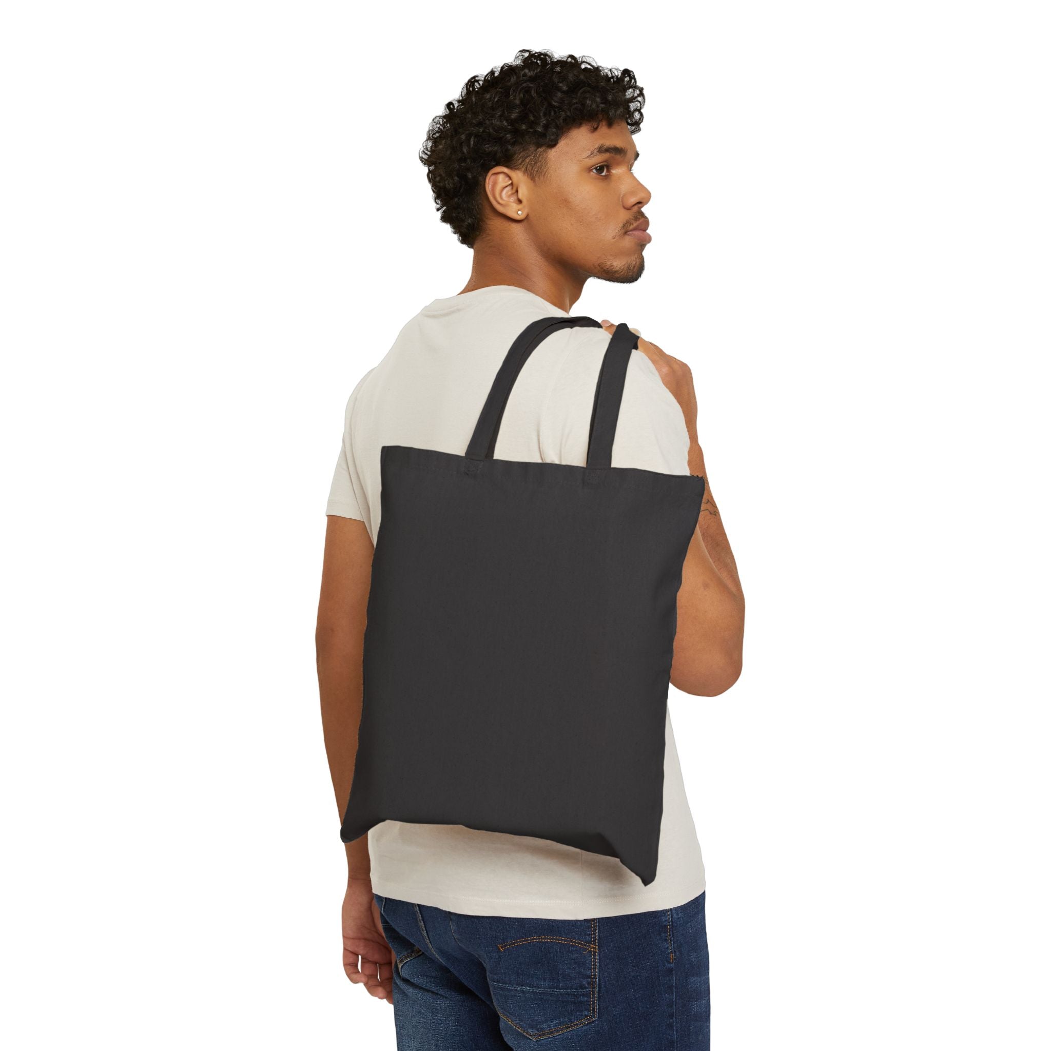 Lavender Stem Canvas Tote Bag — Minimal Purple Wildflower Cotton Tote