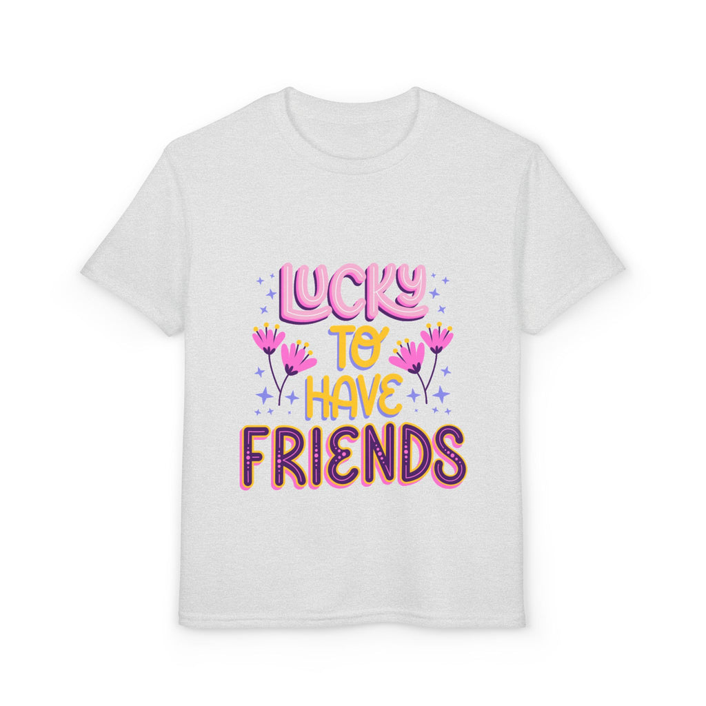 Youth T-Shirt — "Lucky to Have Friends" Cute Floral Friendship Tee