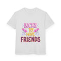Youth T-Shirt — "Lucky to Have Friends" Cute Floral Friendship Tee