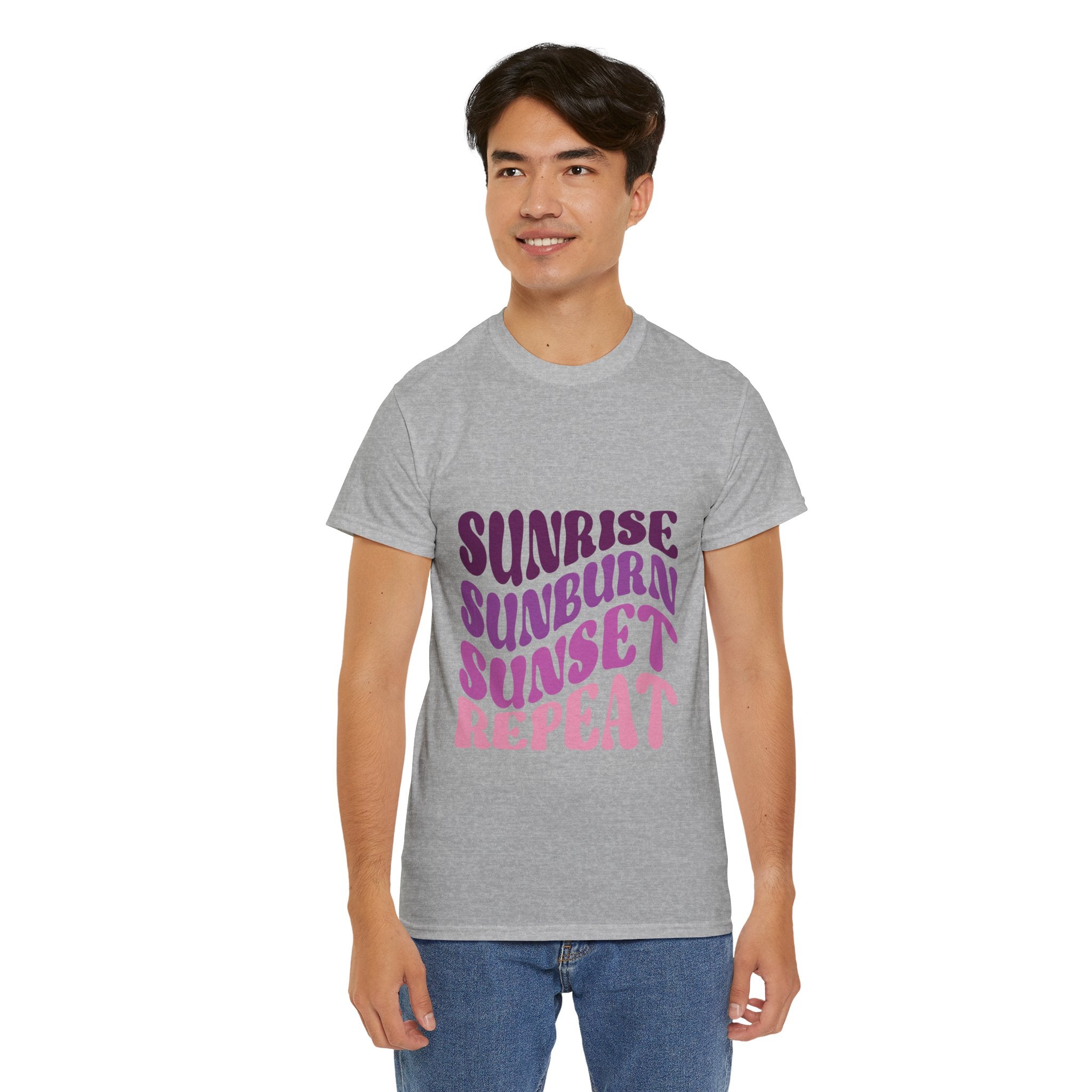 Sunrise Sunburn Sunset Repeat Retro Beach Tee