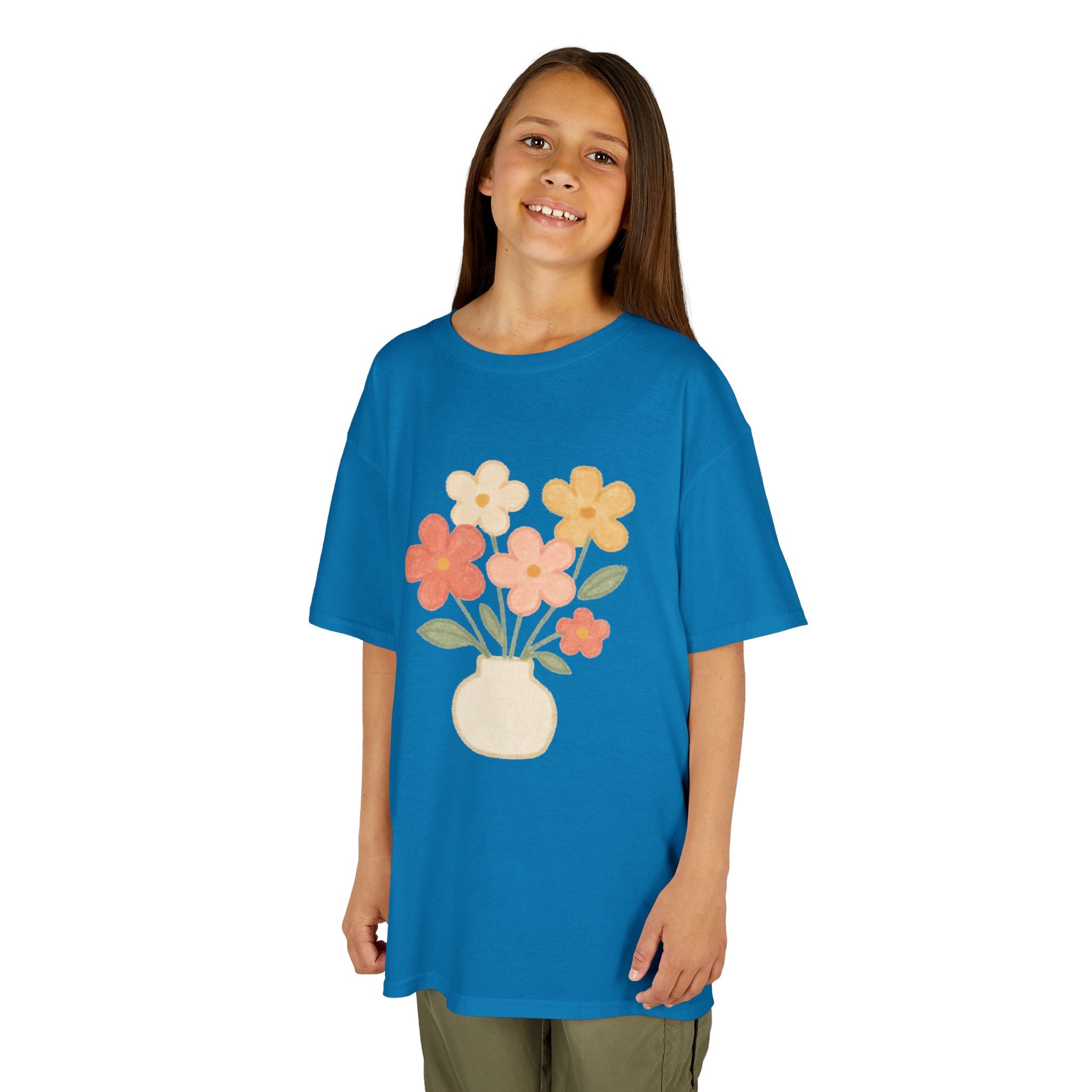 Kids Floral Vase Tee — Cute Retro Flower Graphic Shirt for Children