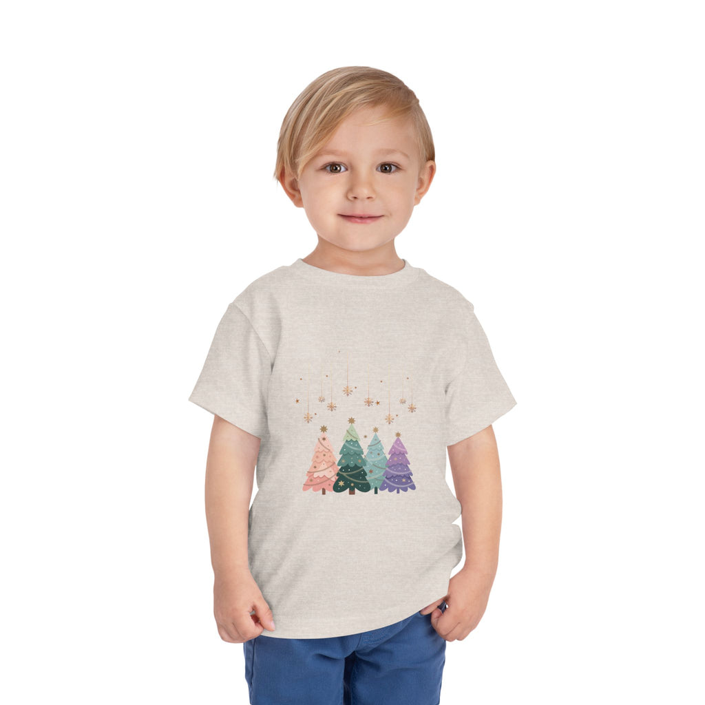 Toddler Tee — Pastel Rainbow Christmas Trees Holiday Shirt