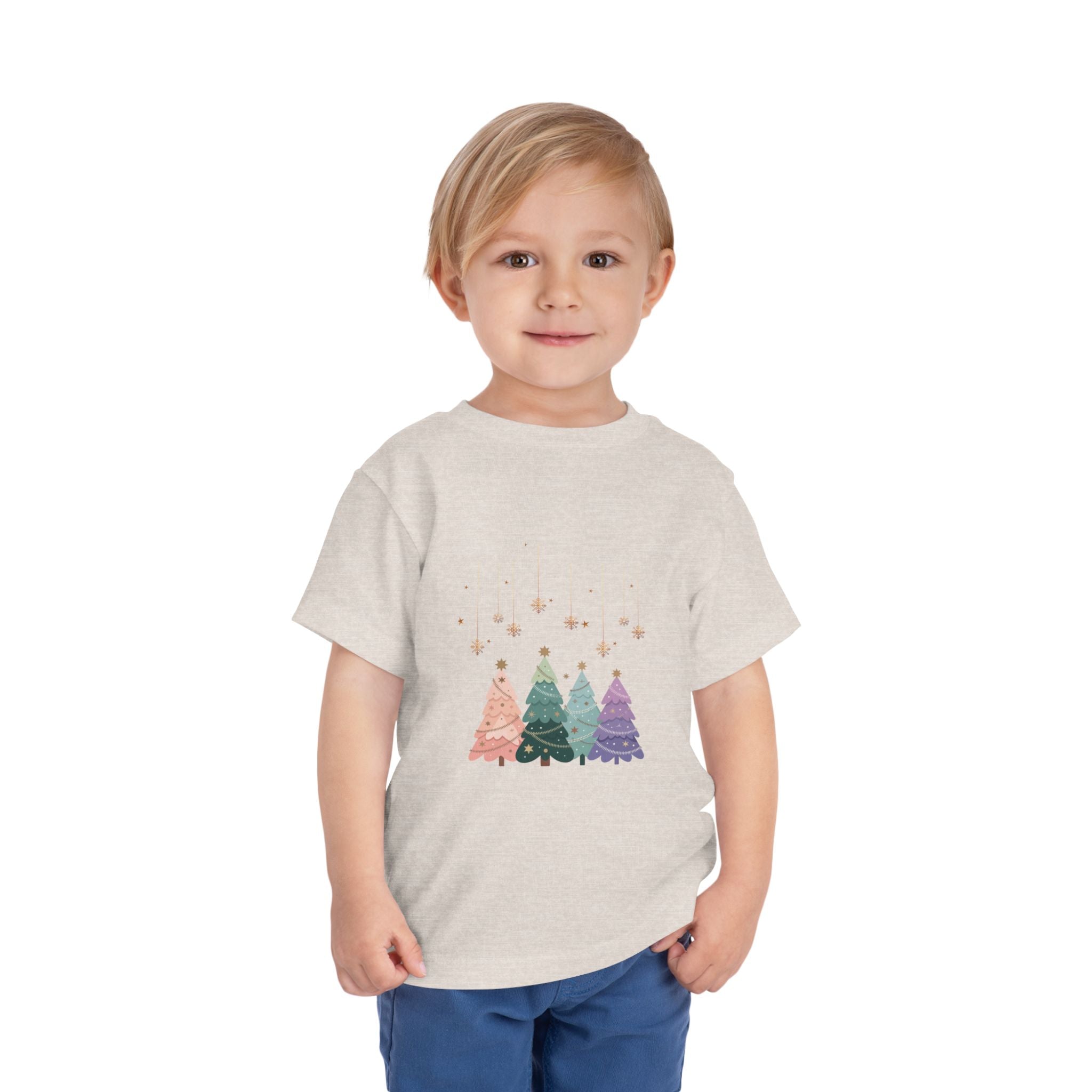Toddler Tee — Pastel Rainbow Christmas Trees Holiday Shirt