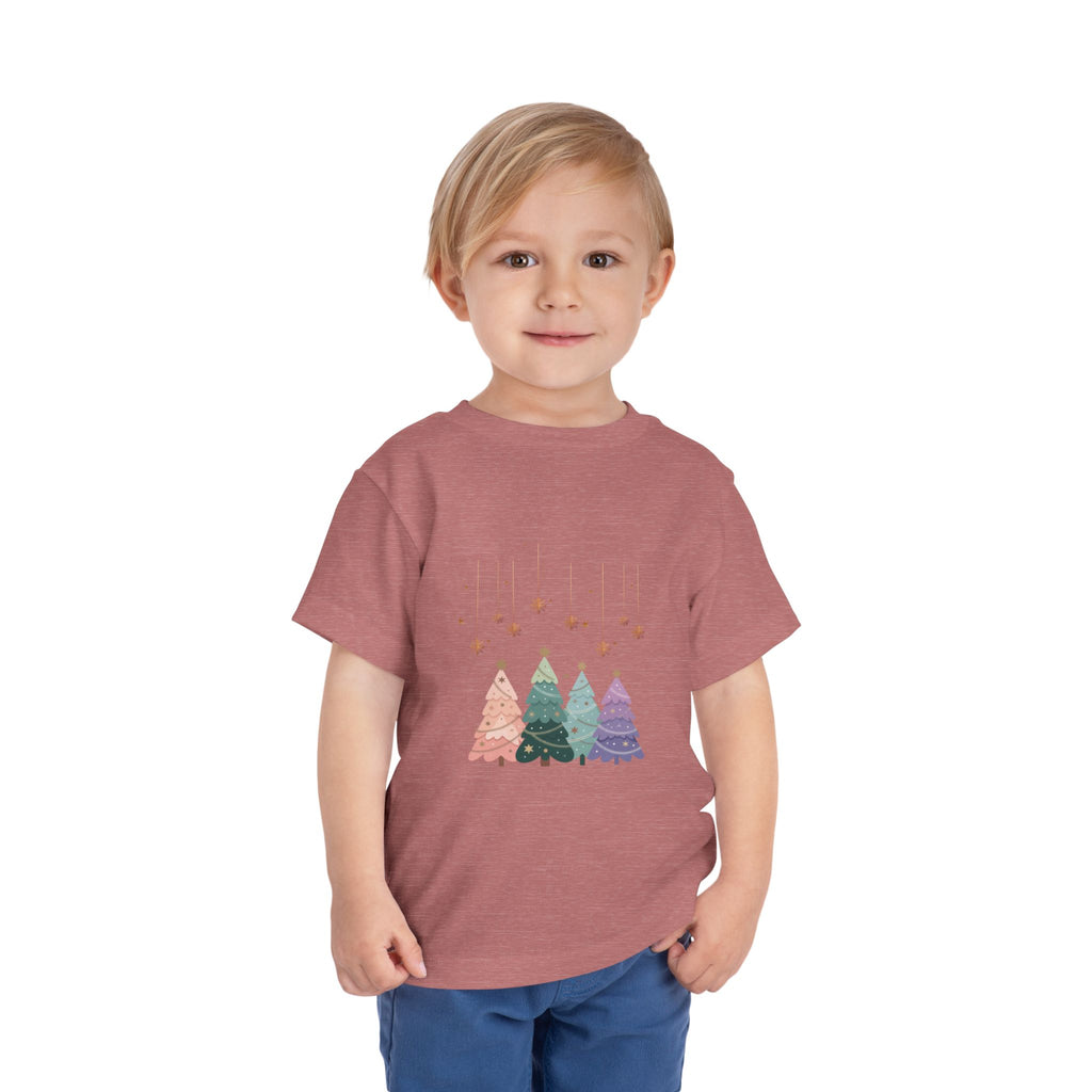 Toddler Tee — Pastel Rainbow Christmas Trees Holiday Shirt