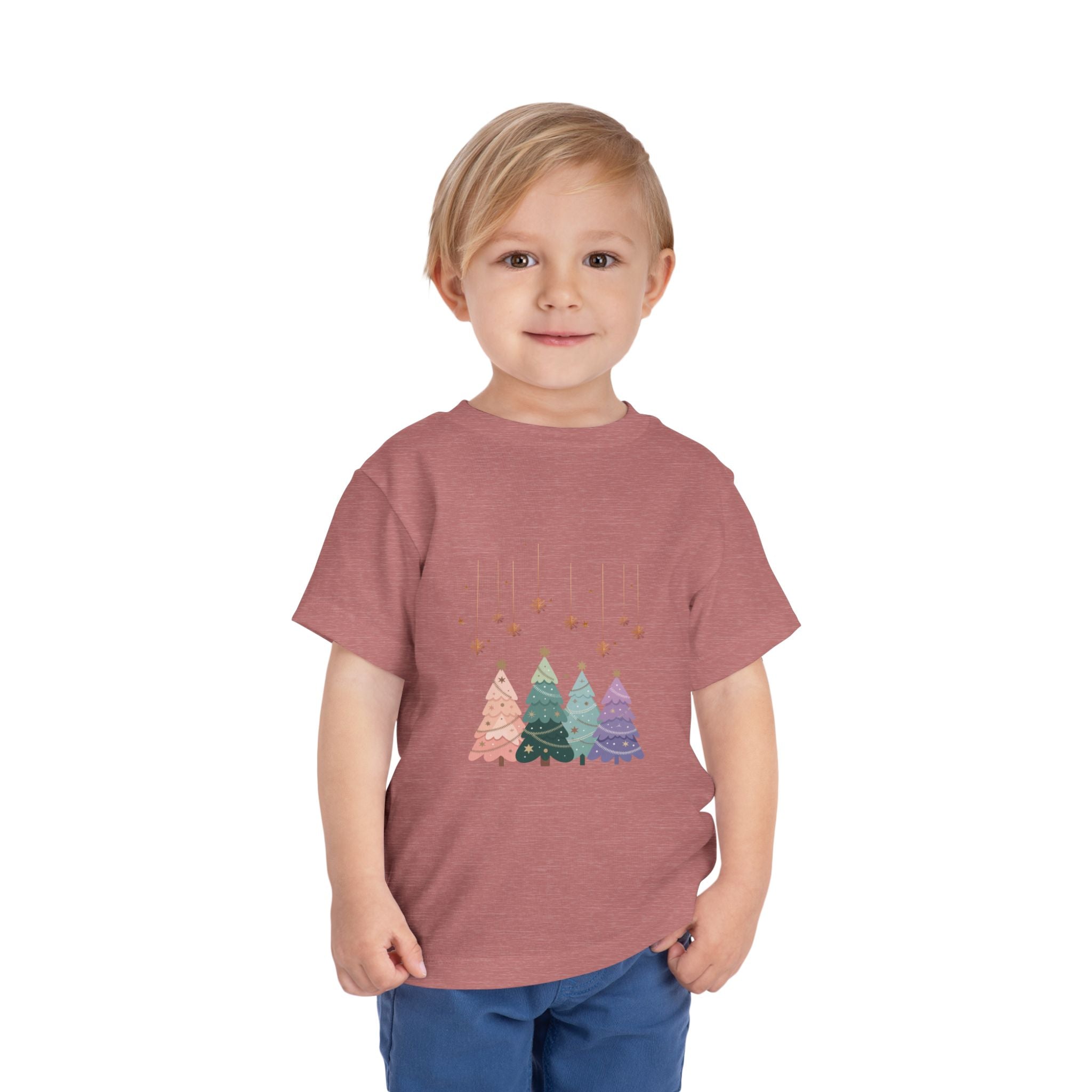 Toddler Tee — Pastel Rainbow Christmas Trees Holiday Shirt
