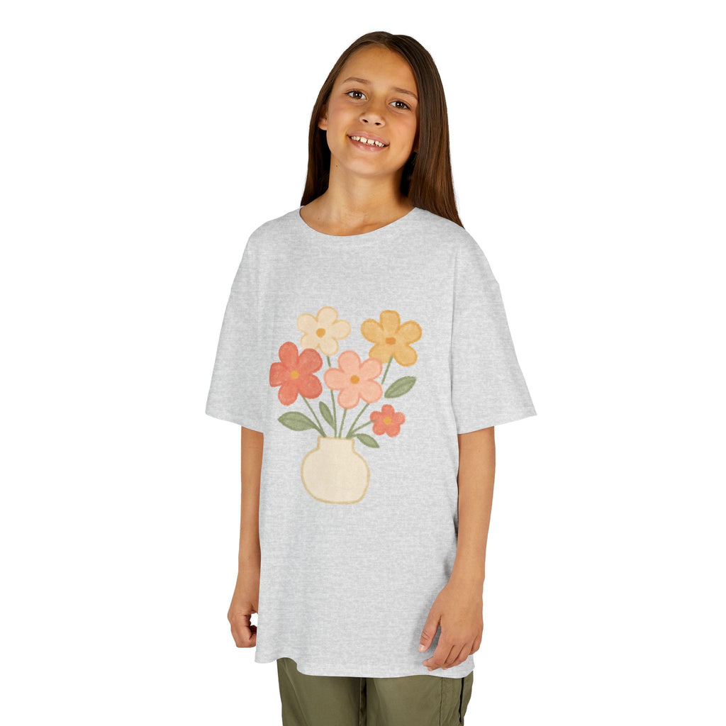 Kids Floral Vase Tee — Cute Retro Flower Graphic Shirt for Children