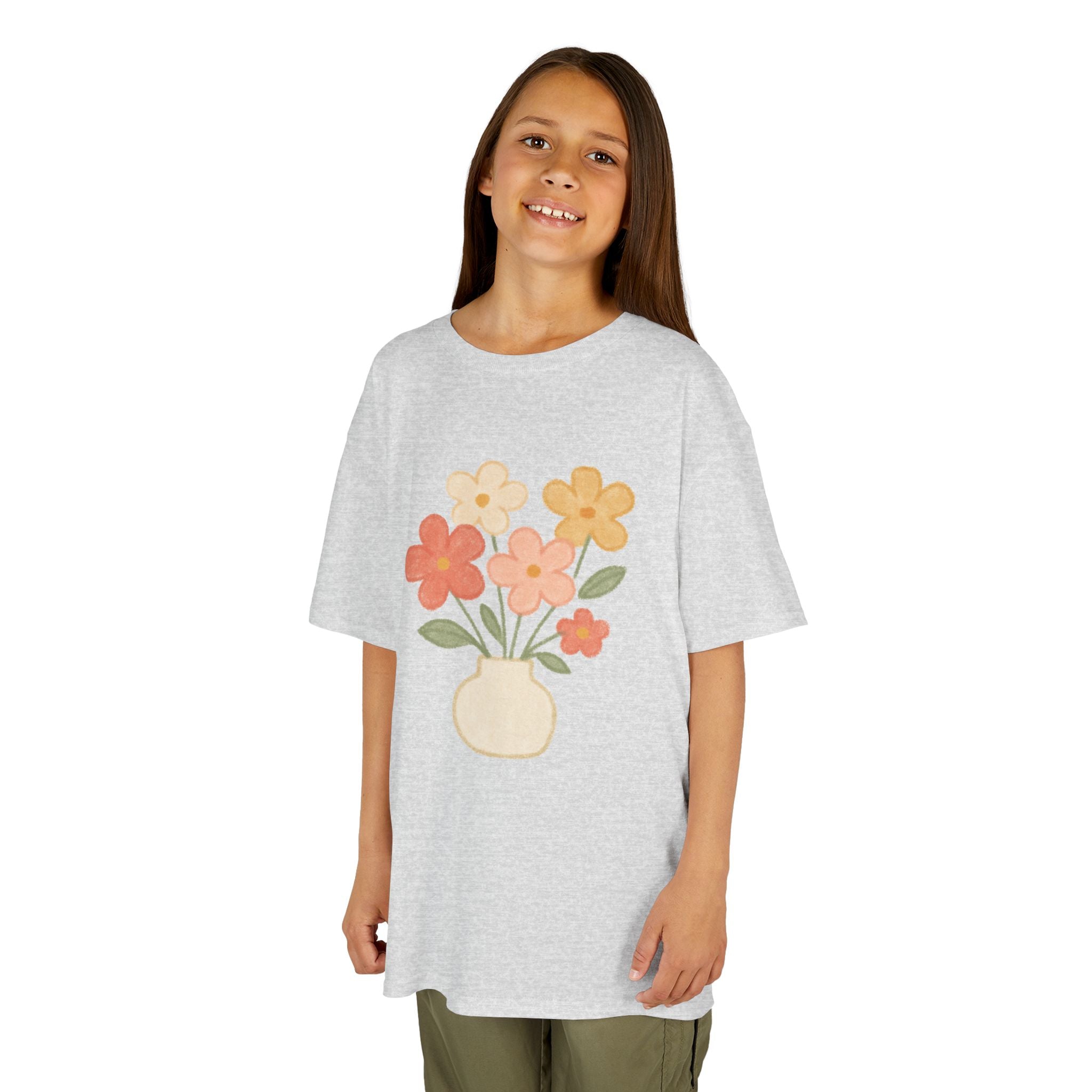 Kids Floral Vase Tee — Cute Retro Flower Graphic Shirt for Children