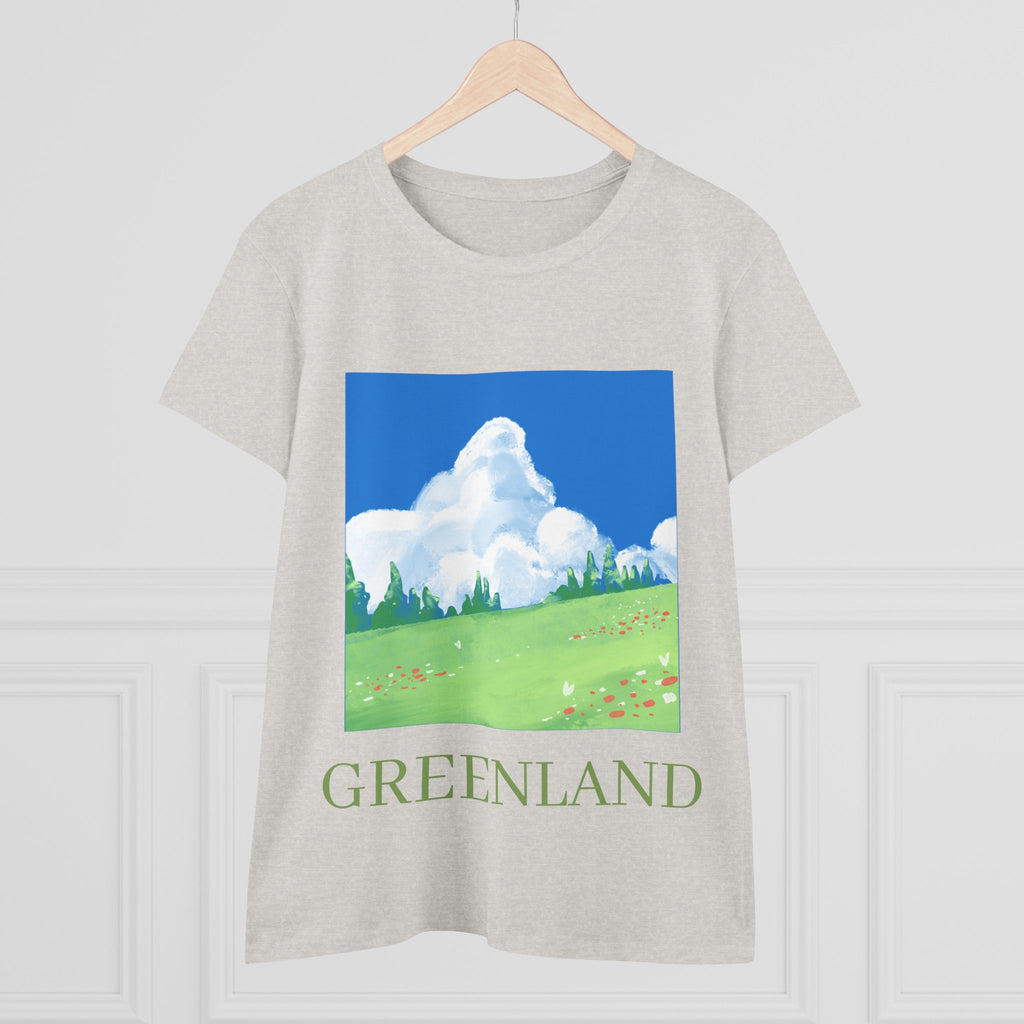 Greenland Scenic Tee — Pastel Meadow Graphic T‑Shirt