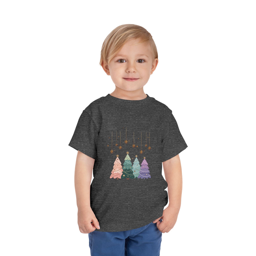 Toddler Tee — Pastel Rainbow Christmas Trees Holiday Shirt