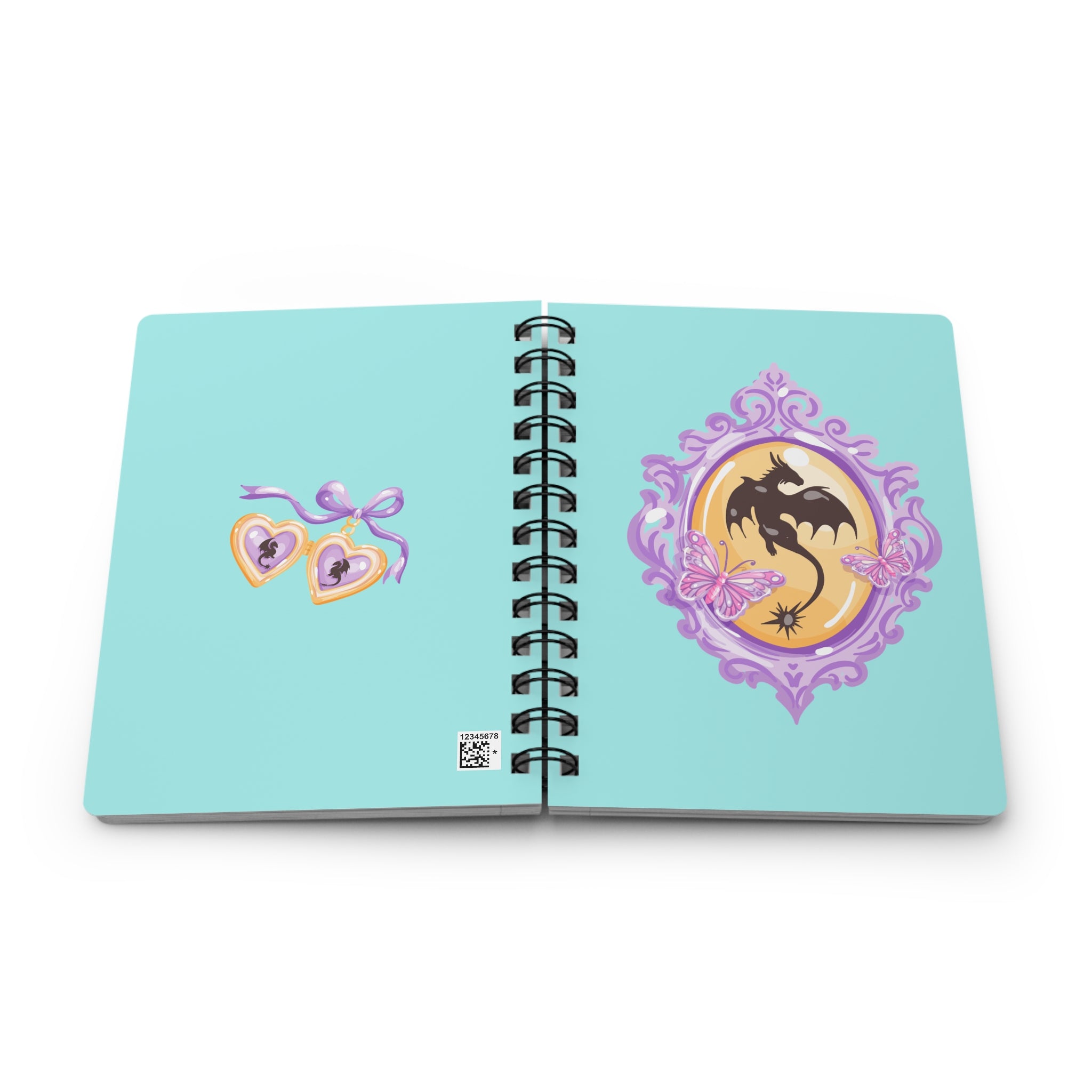 Mint Dragon & Cameo Spiral Journal — Cute Fantasy Notebook