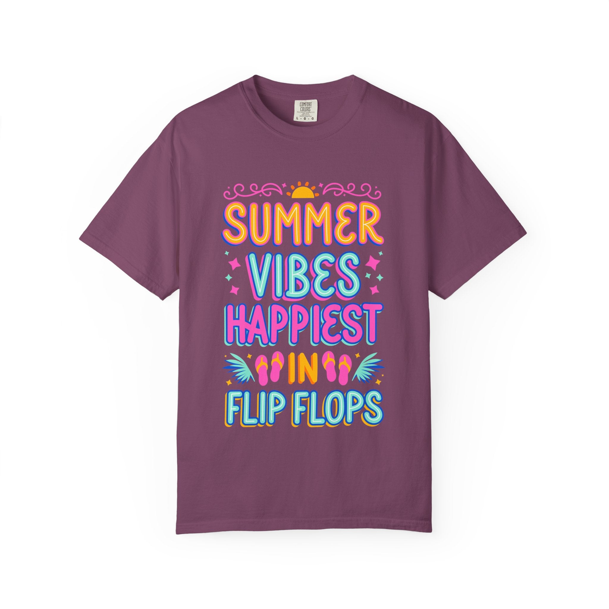Summer Vibes Happiest in Flip Flops Text Printed Unisex T-Shirt