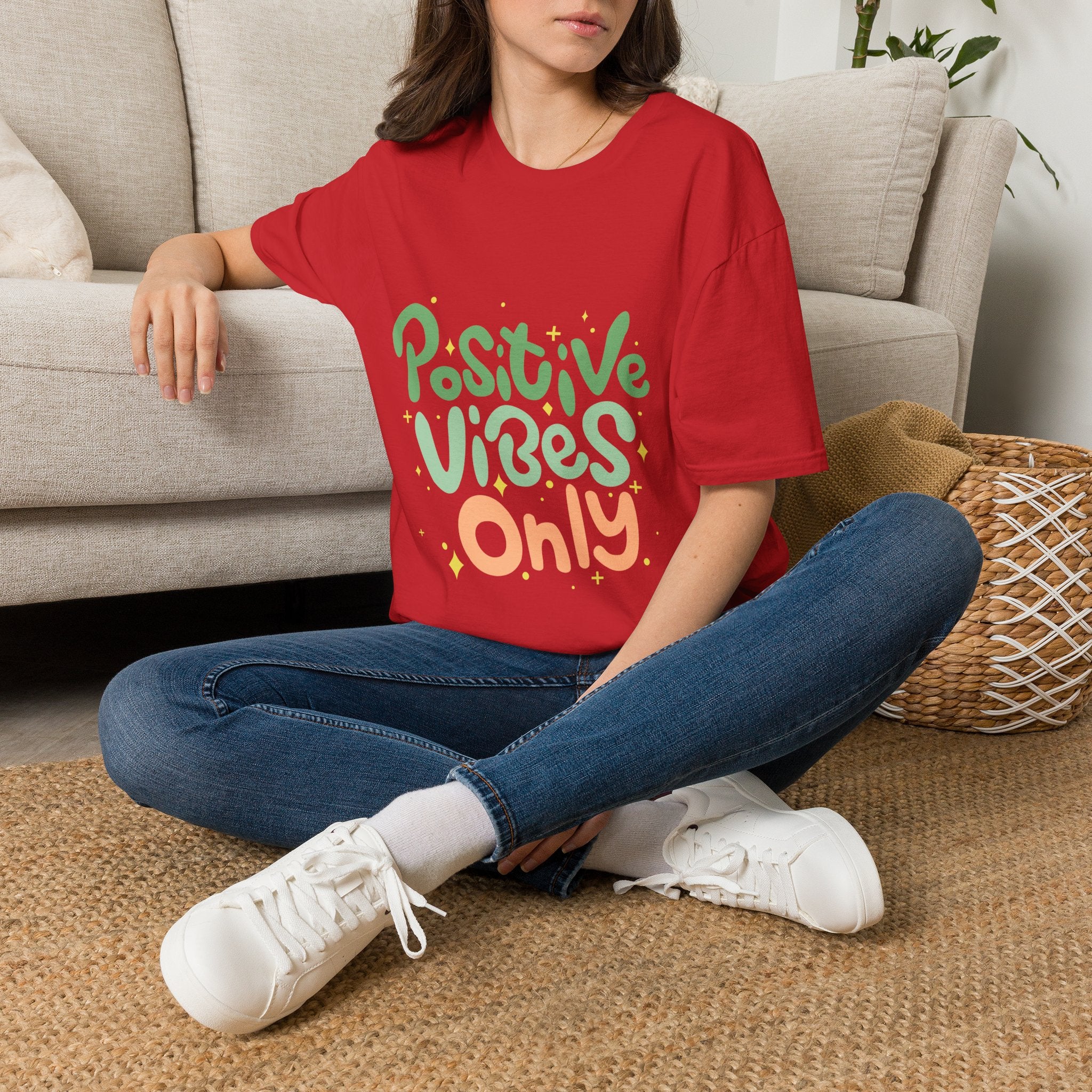Positive Vibes Only Text Printed T-Shirt - Feel Good Vibes T-shirt