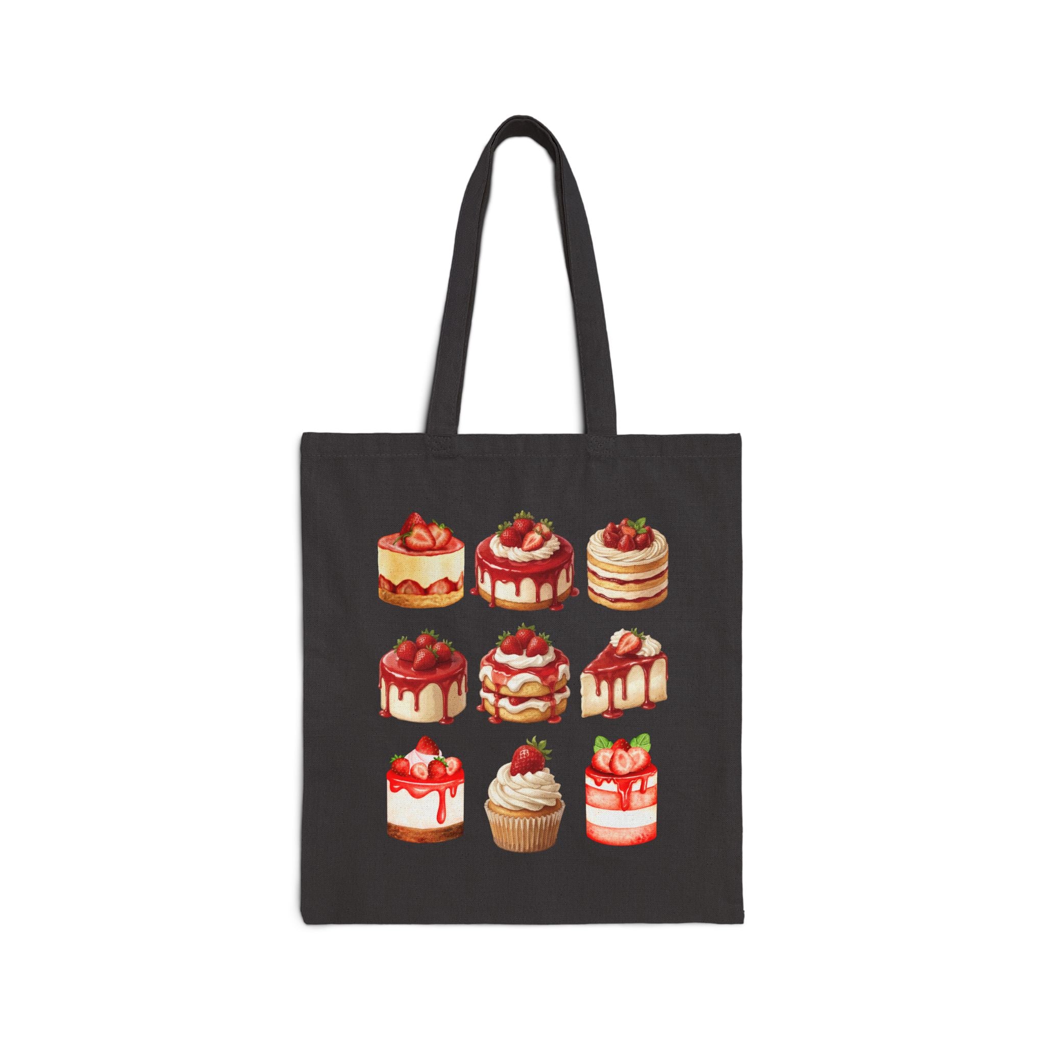 Strawberry Dessert Lover Tote Bag — Cute Strawberry Cakes Canvas Tote