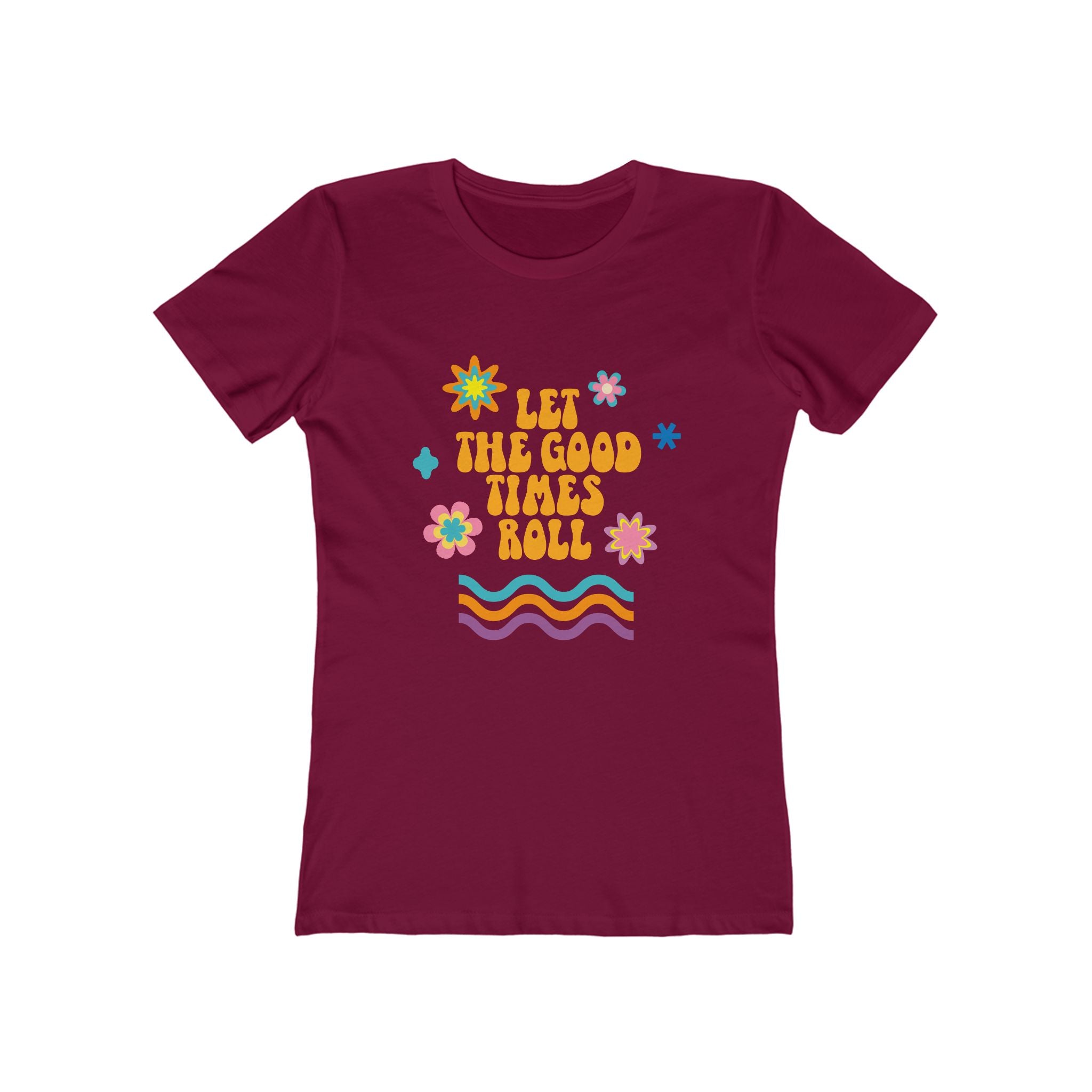 Retro Floral "Let The Good Times Roll" Boyfriend Tee