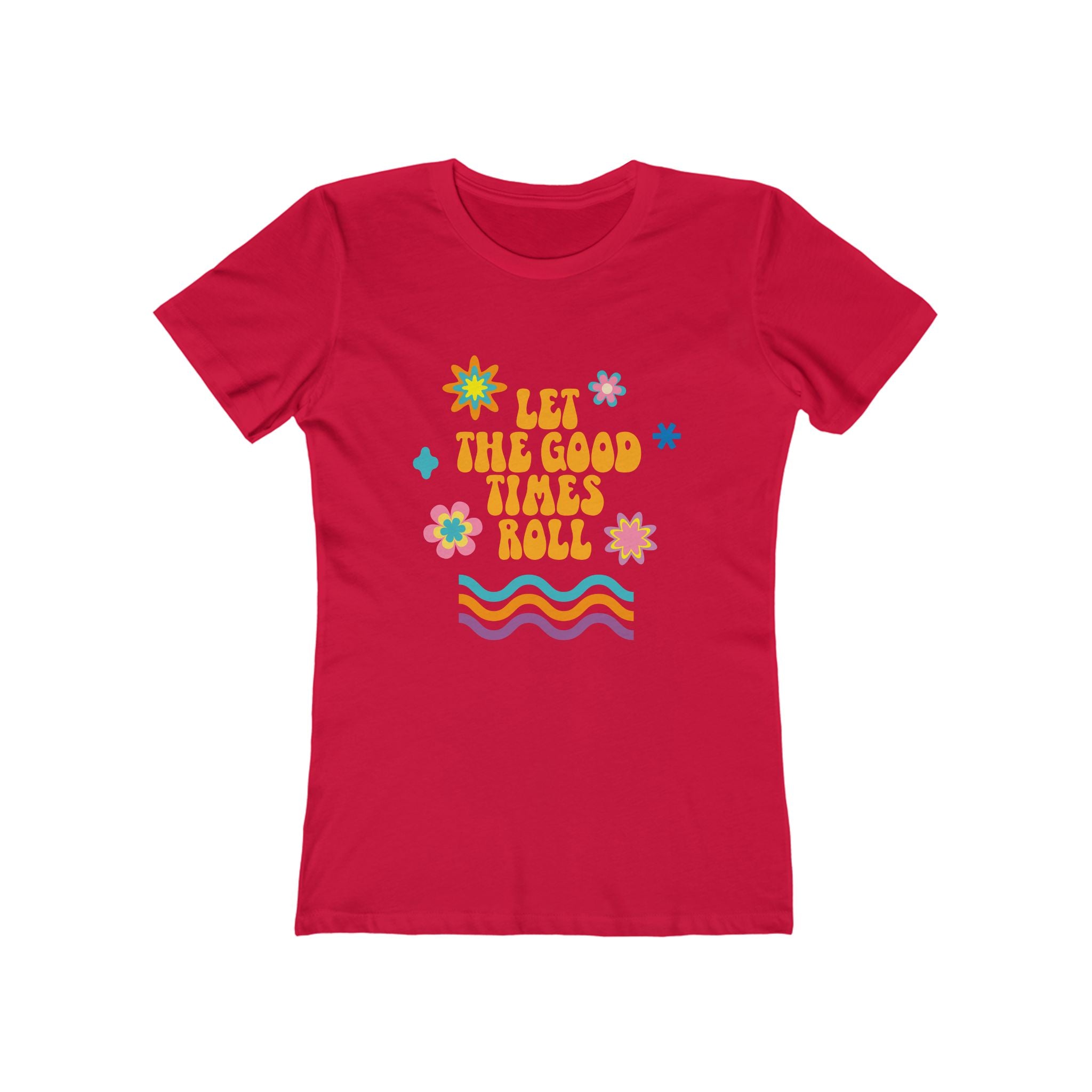Retro Floral "Let The Good Times Roll" Boyfriend Tee