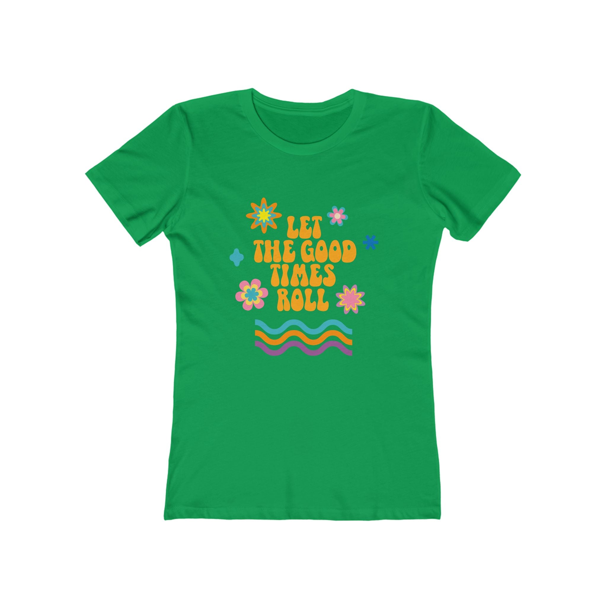 Retro Floral "Let The Good Times Roll" Boyfriend Tee