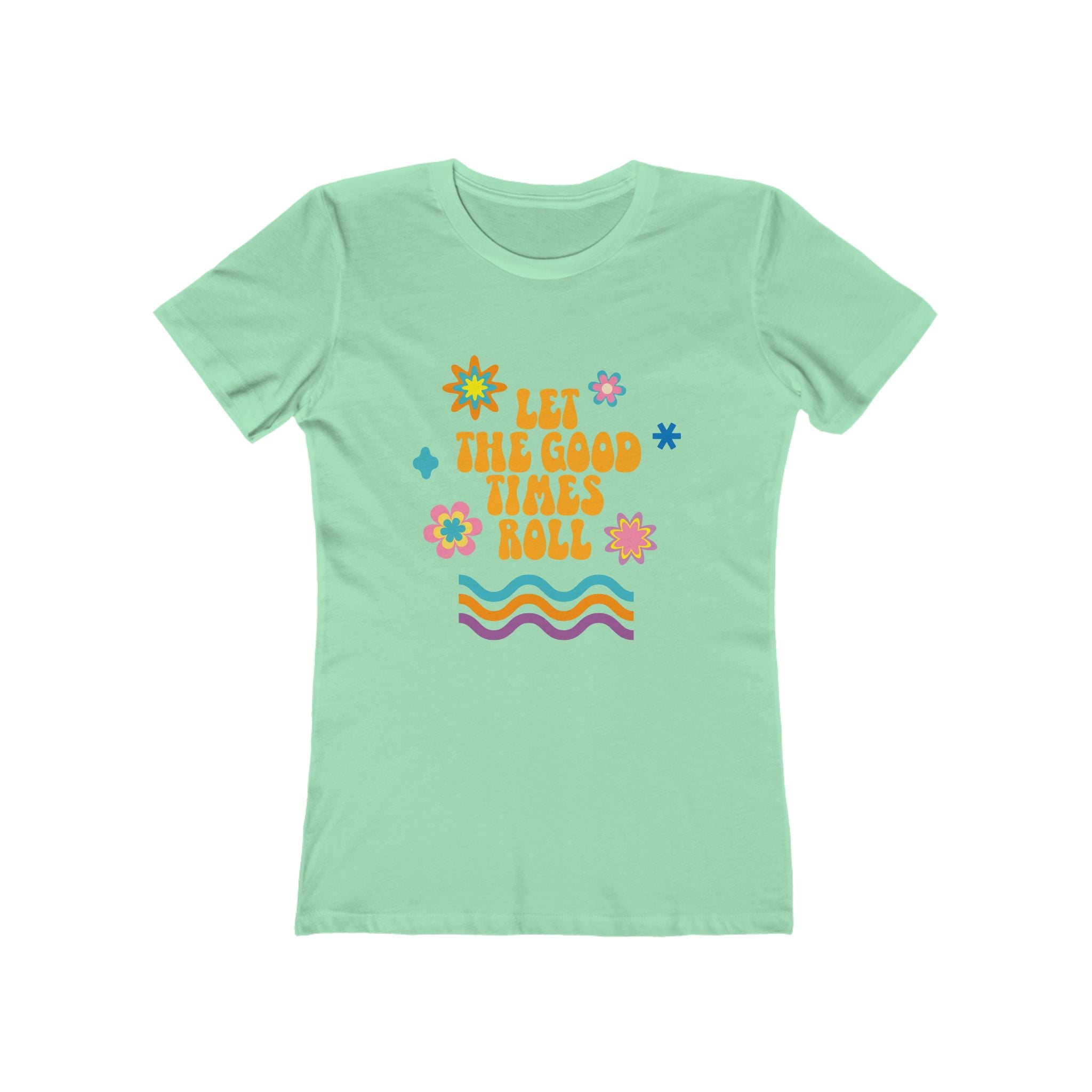 Retro Floral "Let The Good Times Roll" Boyfriend Tee