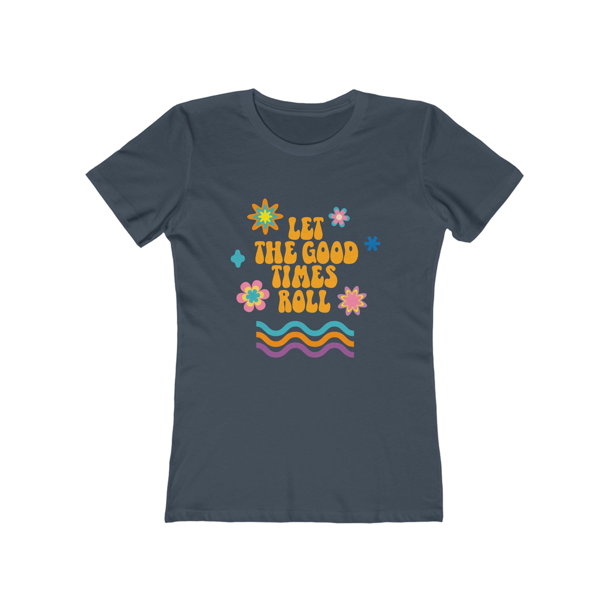 Retro Floral "Let The Good Times Roll" Boyfriend Tee