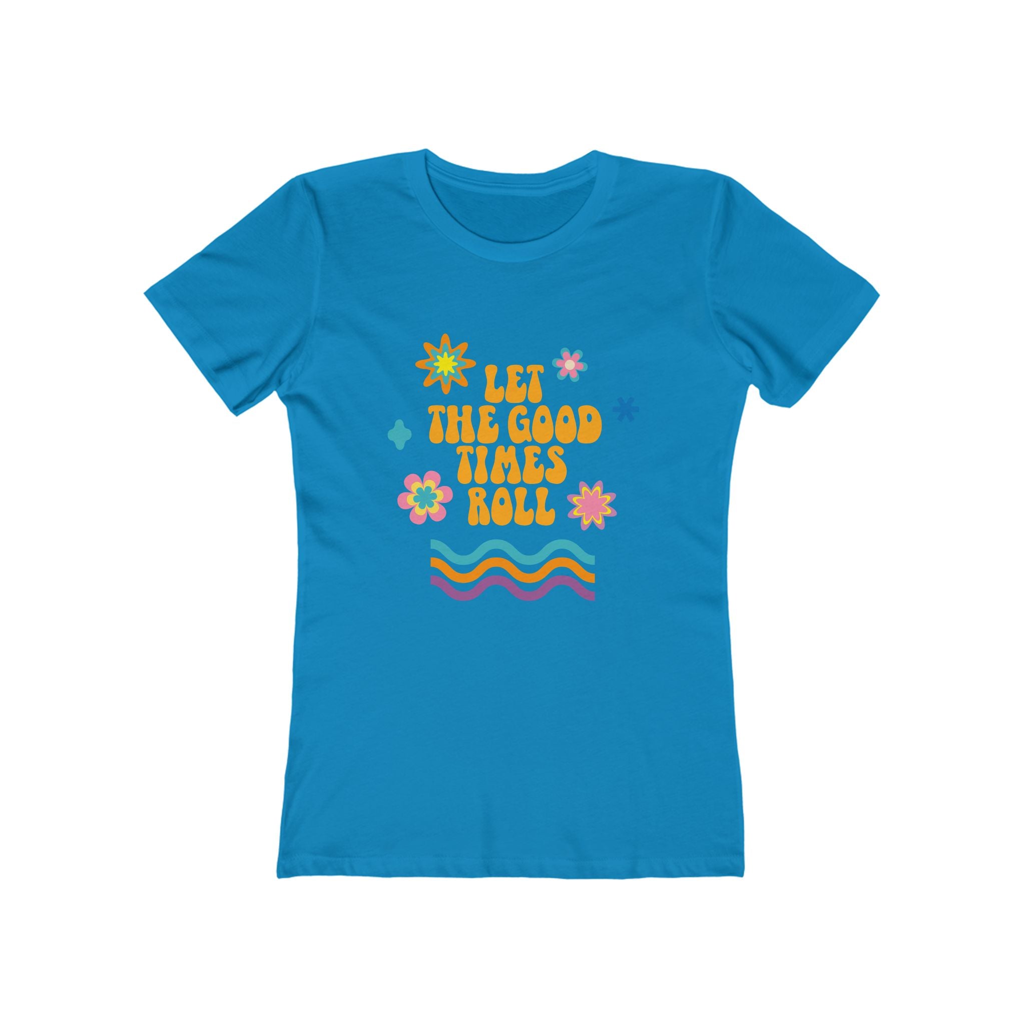 Retro Floral "Let The Good Times Roll" Boyfriend Tee