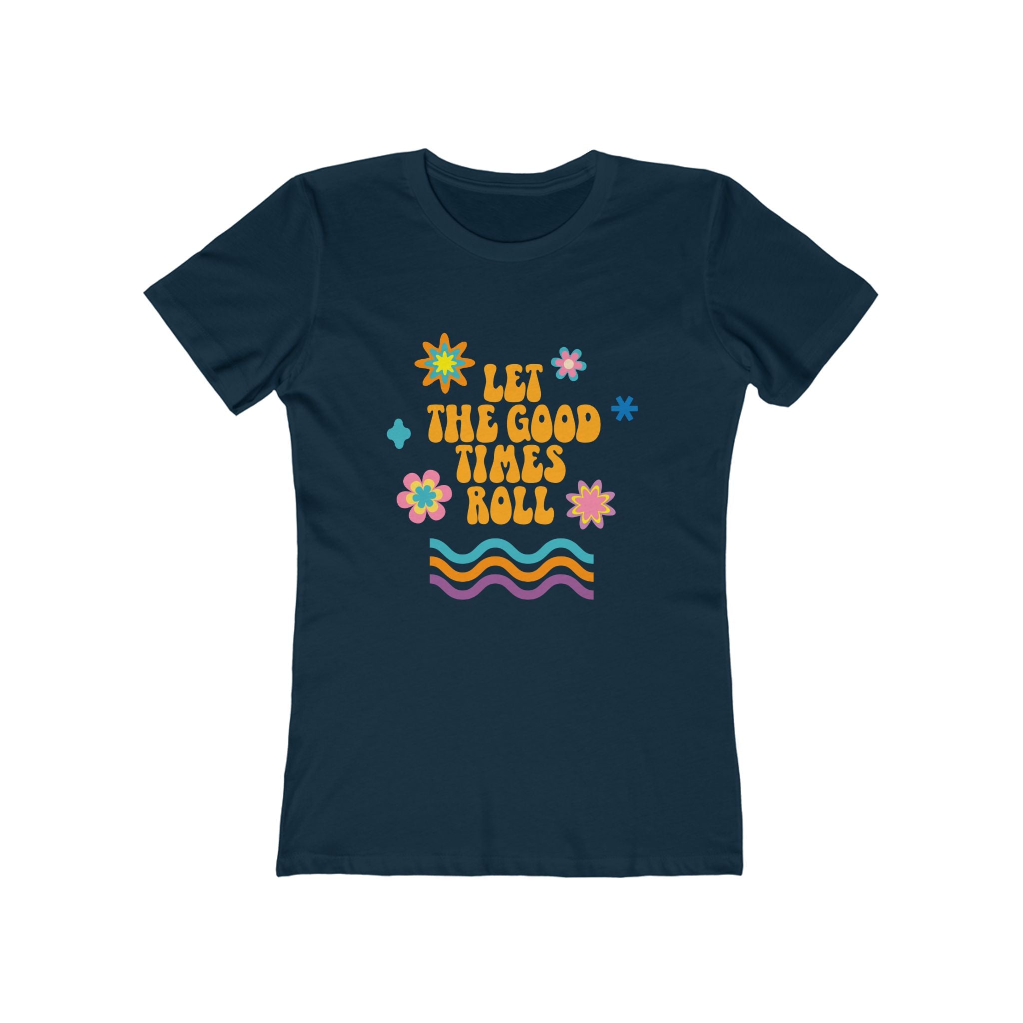 Retro Floral "Let The Good Times Roll" Boyfriend Tee