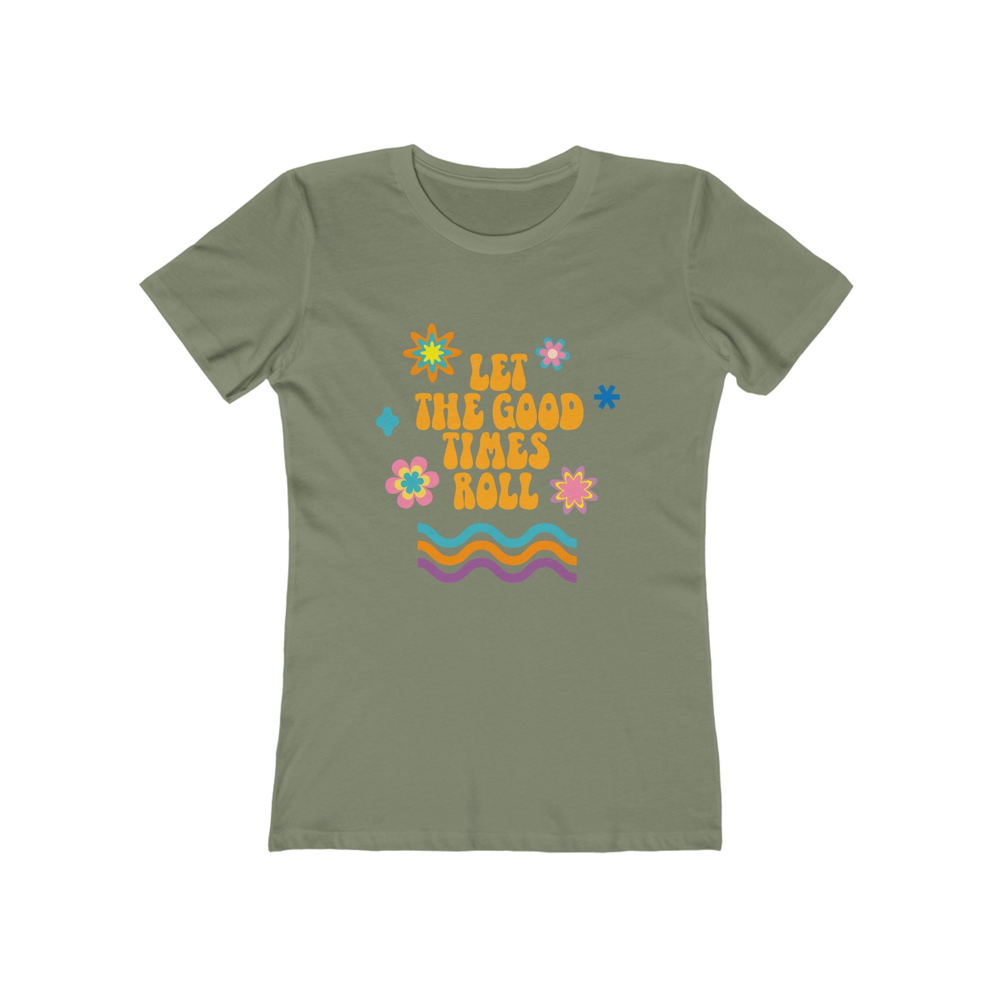 Retro Floral "Let The Good Times Roll" Boyfriend Tee