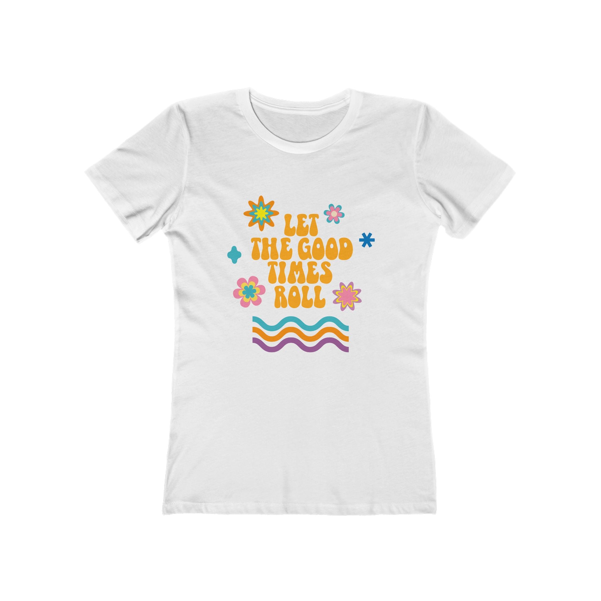 Retro Floral "Let The Good Times Roll" Boyfriend Tee