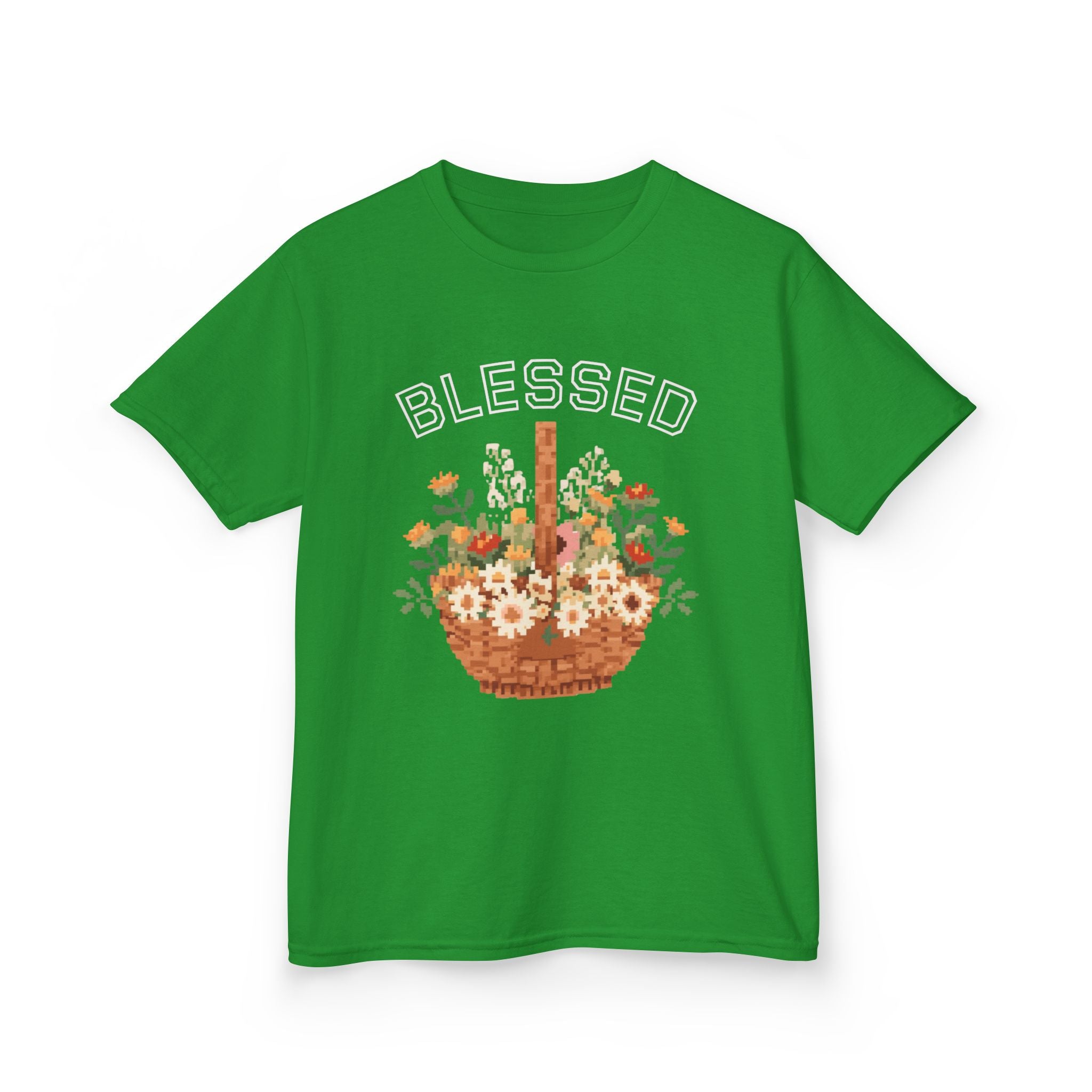 Kids 'Blessed' Floral Basket Tee — Cute Spring Youth T-Shirt