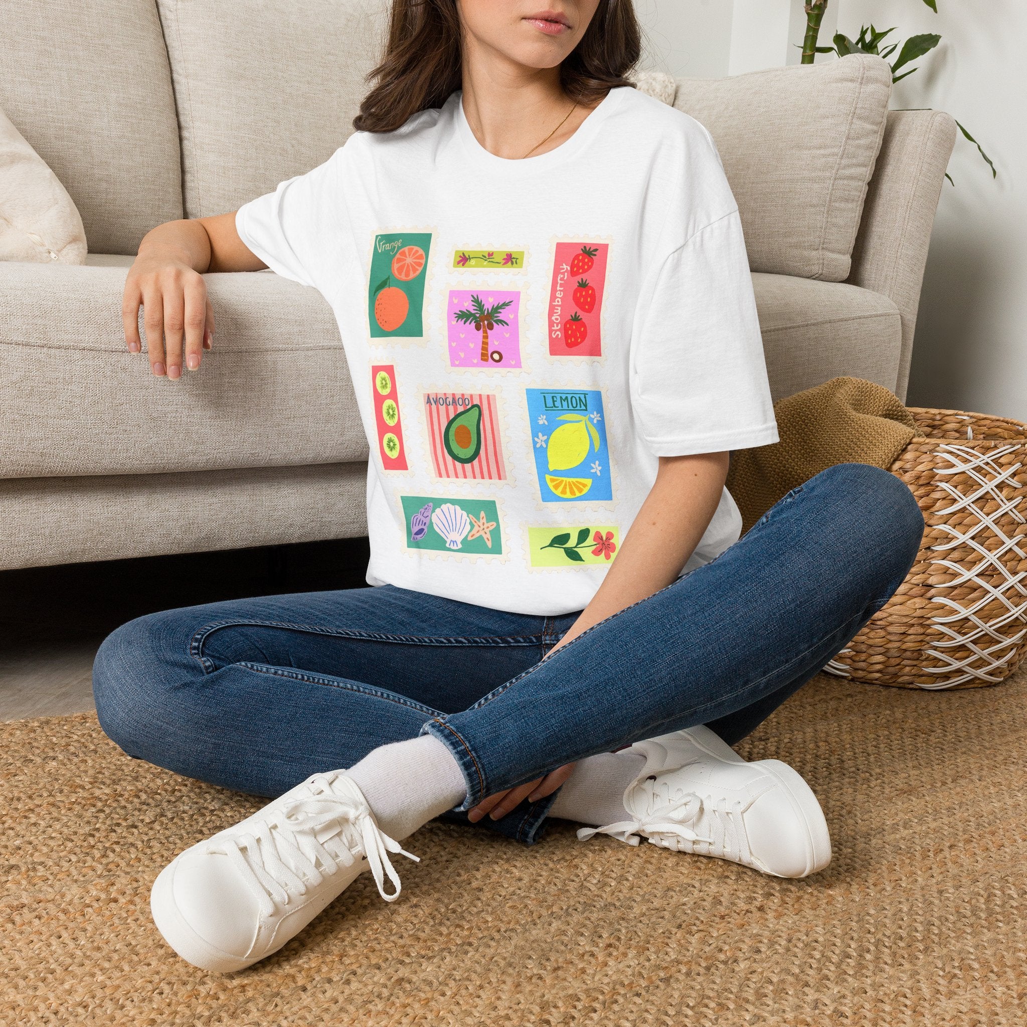 Fruit Patch Graphic T-Shirt — Tropical Citrus & Avocado Art Tee