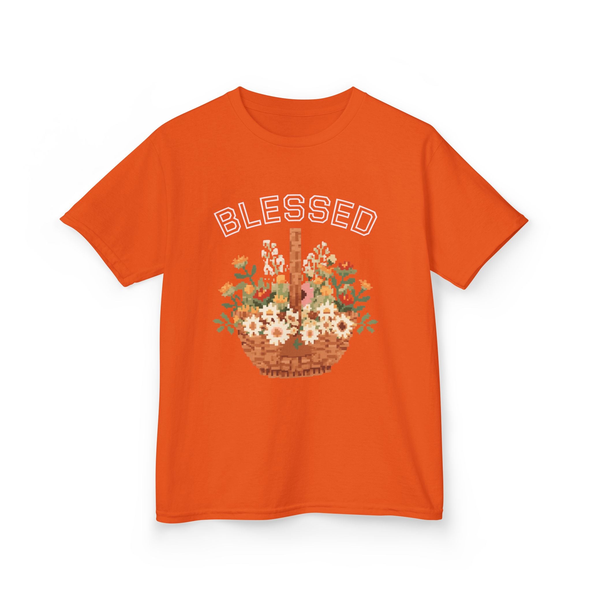 Kids 'Blessed' Floral Basket Tee — Cute Spring Youth T-Shirt