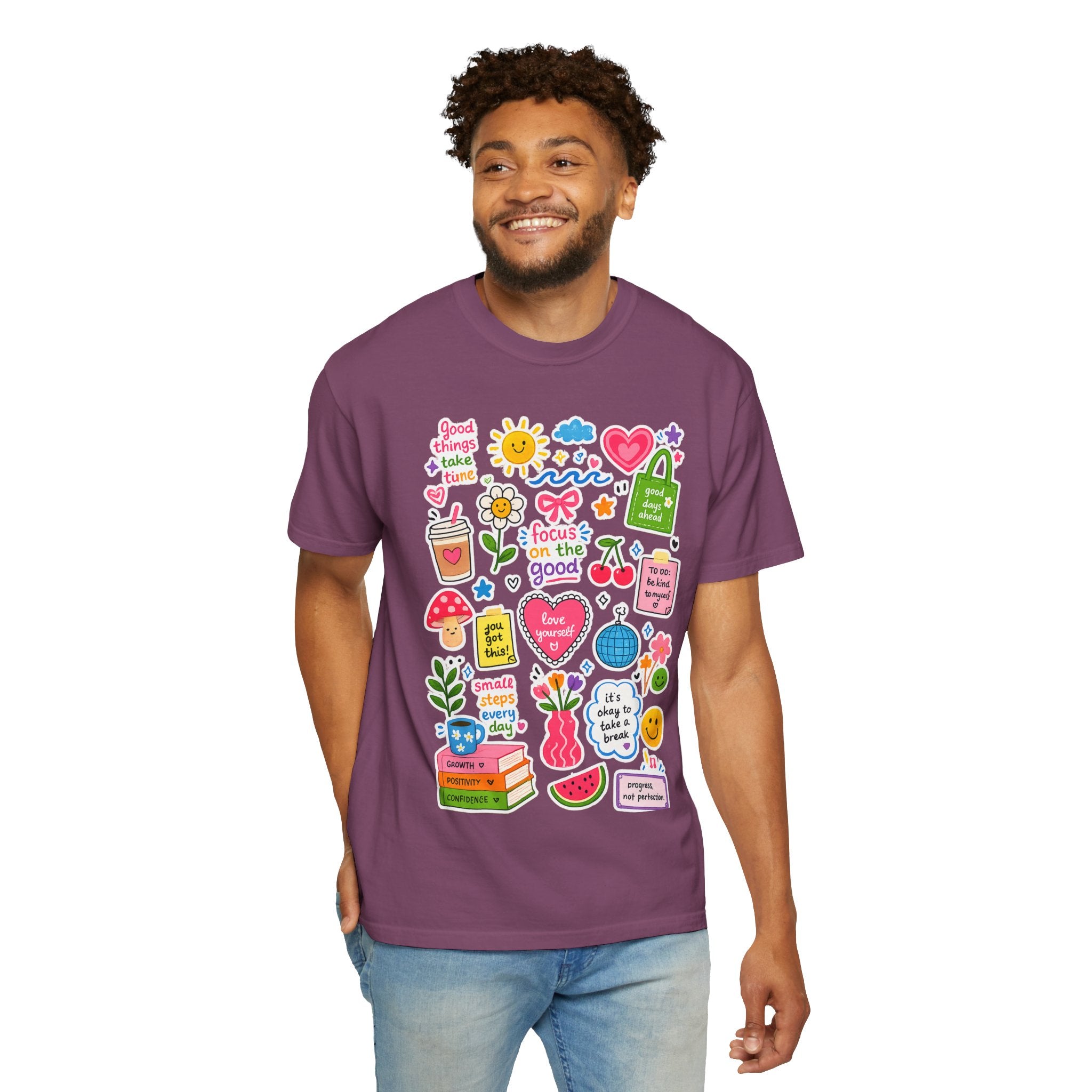 Positive Doodles Graphic T-Shirt — "Focus on the Good" Inspirational Tee