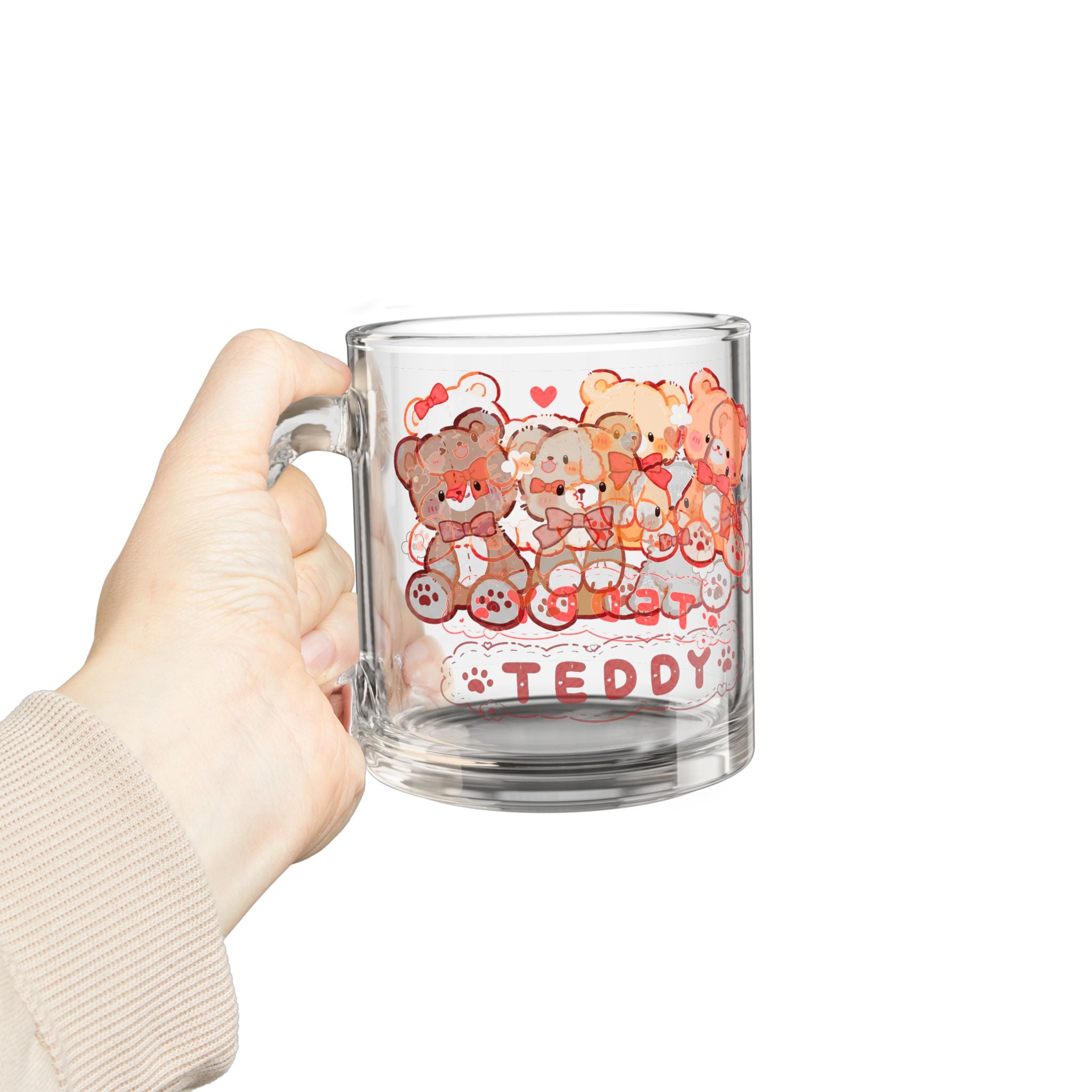 Cute Teddy Bears 10oz Glass Mug — Kawaii Gift for Kids & Tea Lovers