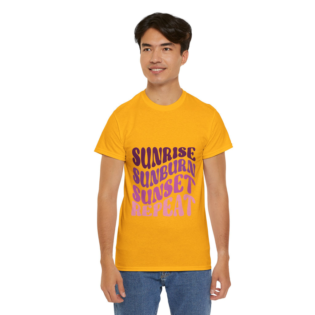 Sunrise Sunburn Sunset Repeat Retro Beach Tee