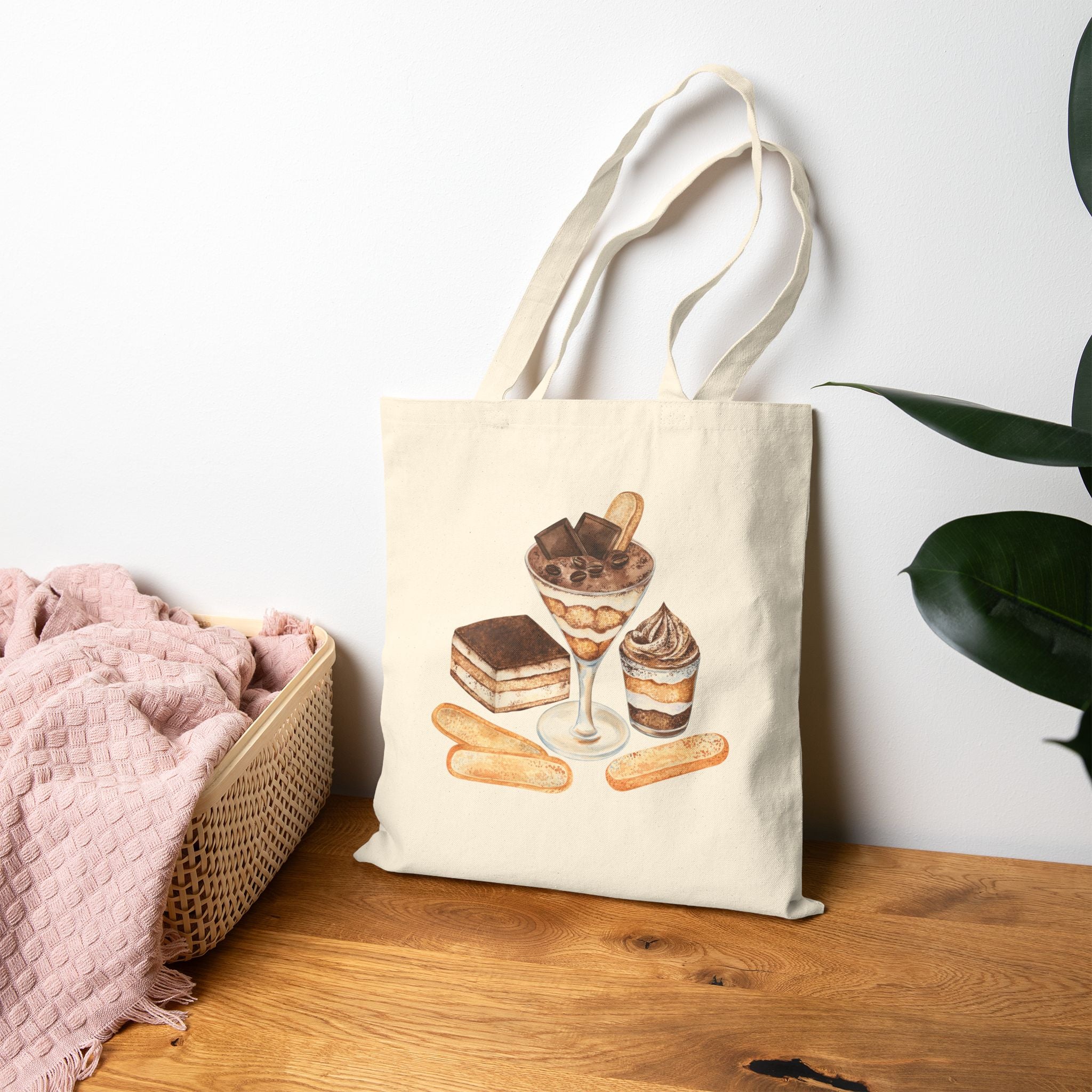 Tiramisu Dessert Lover Canvas Tote Bag — Classic Pastry Cotton Tote