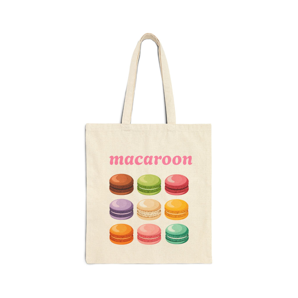 Colorful Macaron Cotton Canvas Tote Bag — Macaroon Pattern Shopper