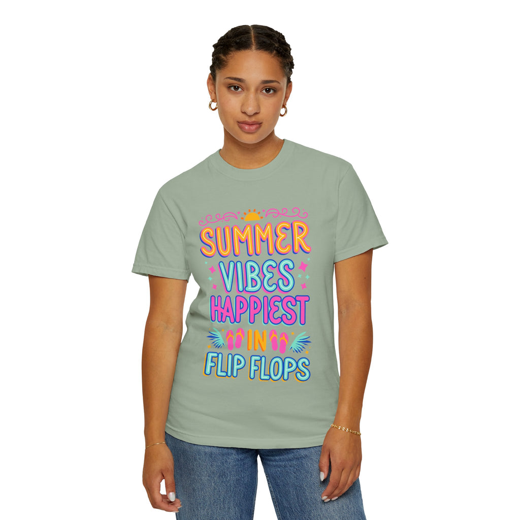 Summer Vibes Happiest in Flip Flops Text Printed Unisex T-Shirt
